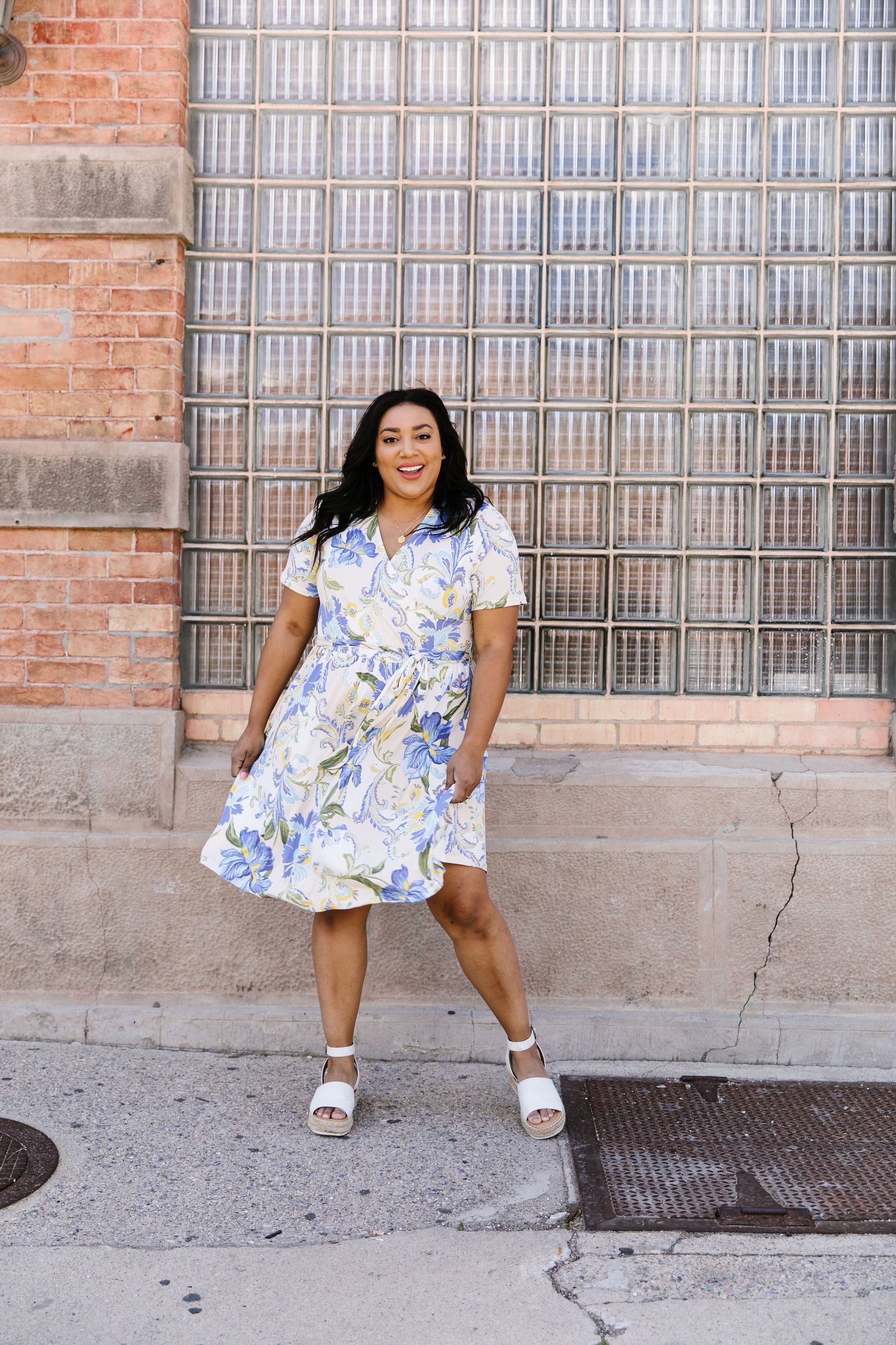 Abstract Iris Print Wrap Dress