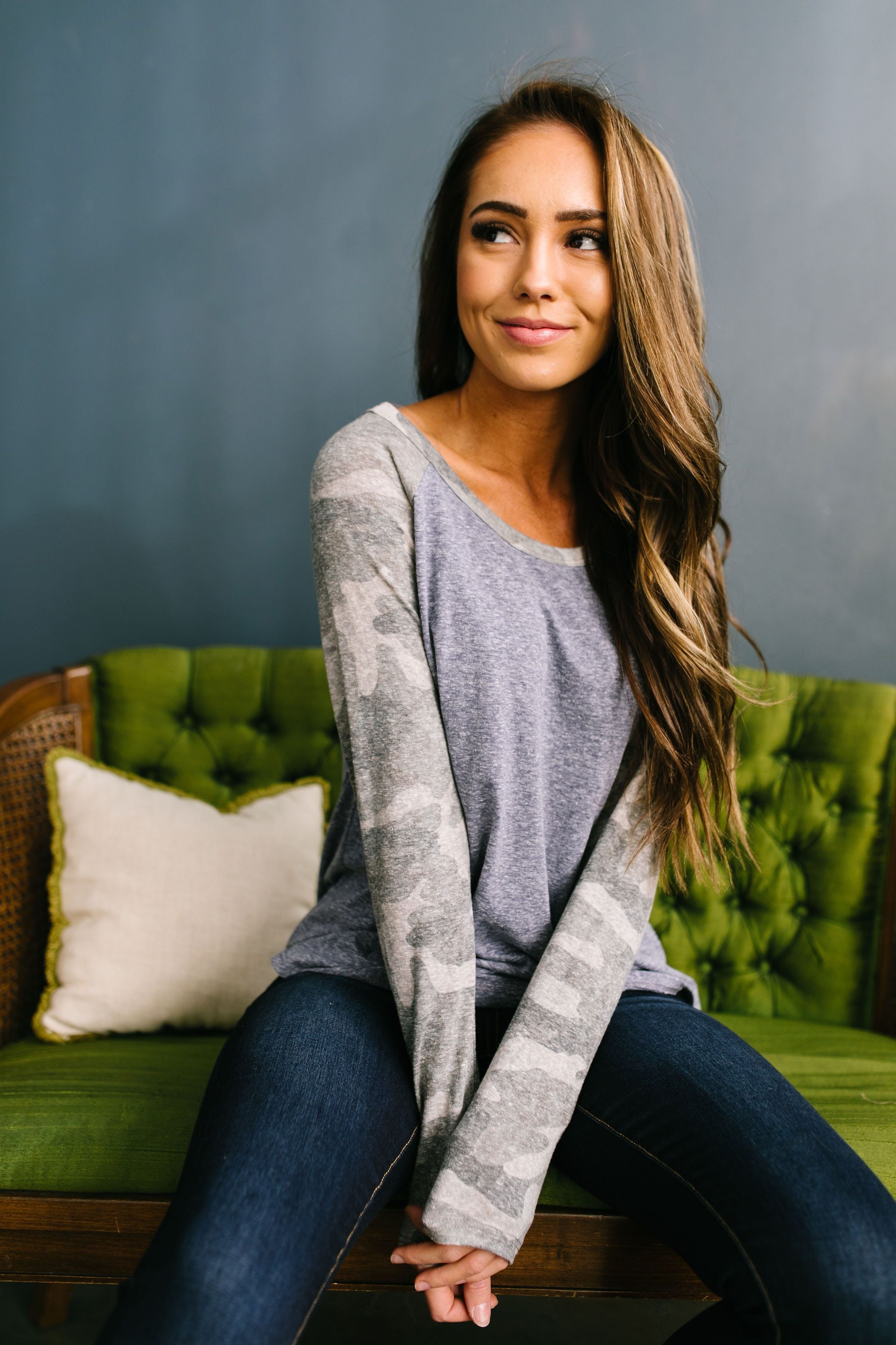 All American Girl Raglan Camo Tee - ALL SALES FINAL