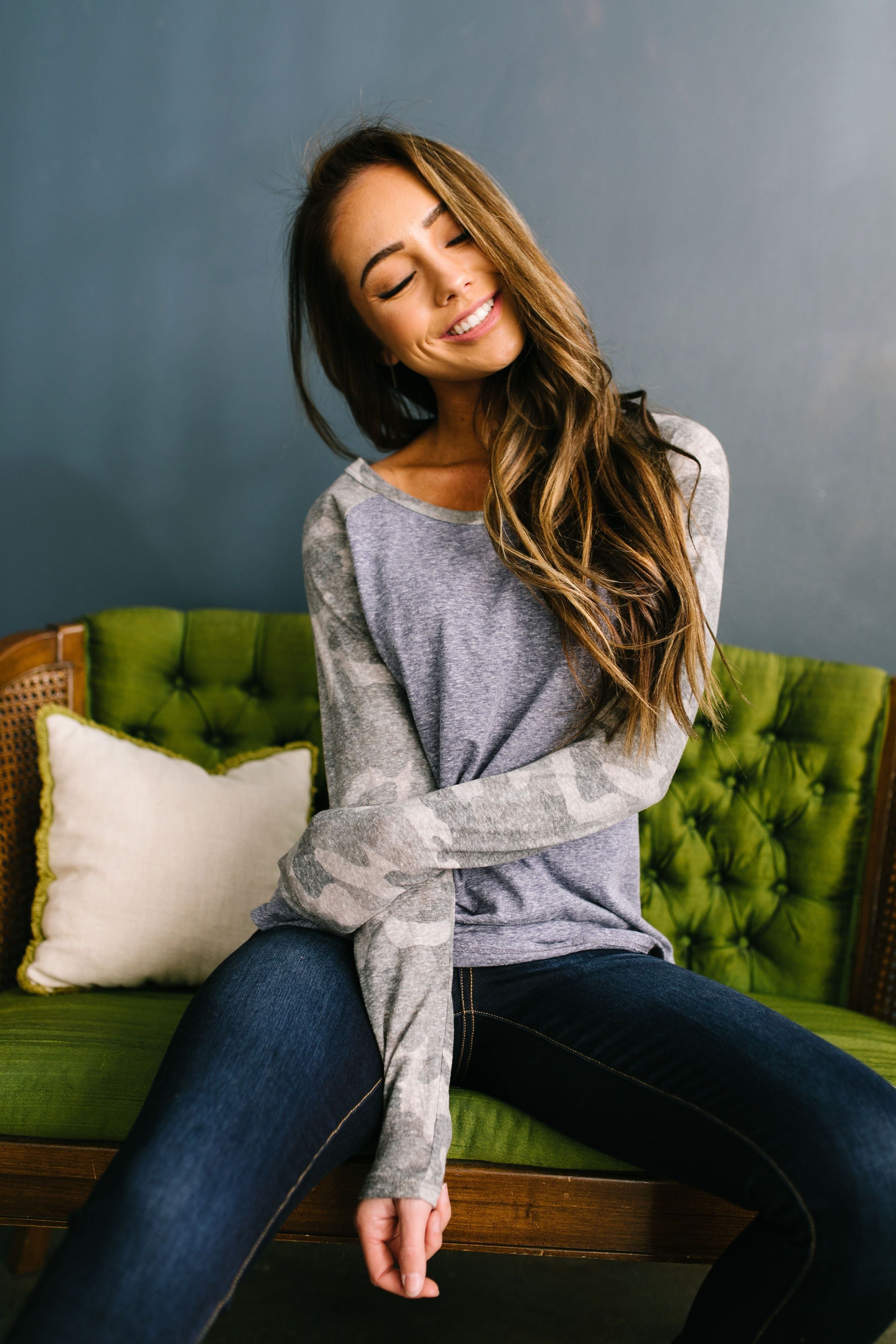 All American Girl Raglan Camo Tee - ALL SALES FINAL