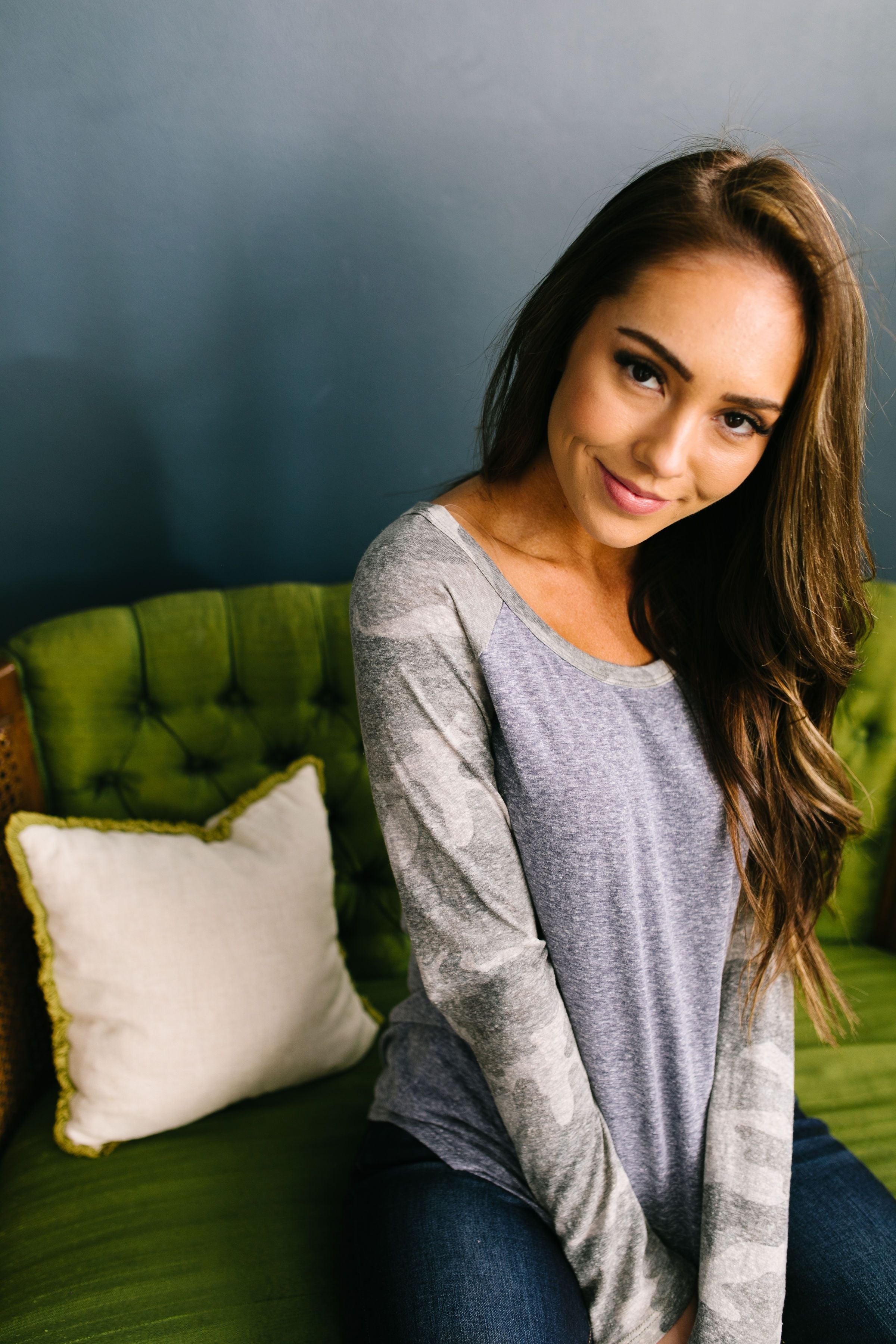 All American Girl Raglan Camo Tee - ALL SALES FINAL