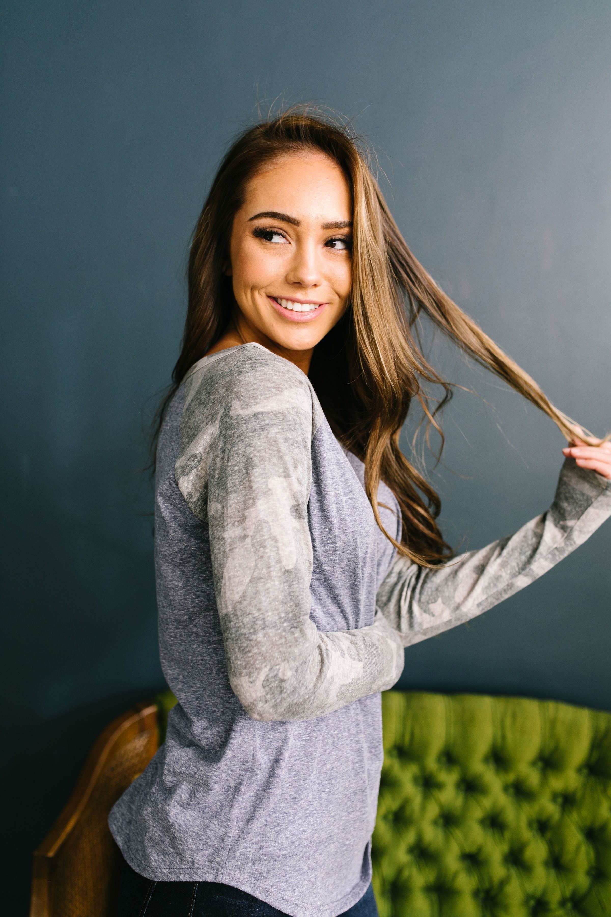 All American Girl Raglan Camo Tee - ALL SALES FINAL