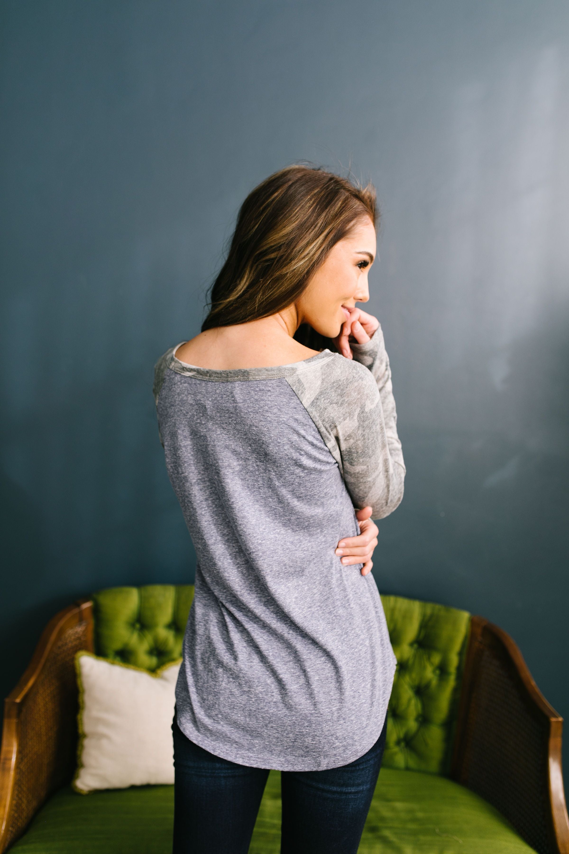 All American Girl Raglan Camo Tee - ALL SALES FINAL