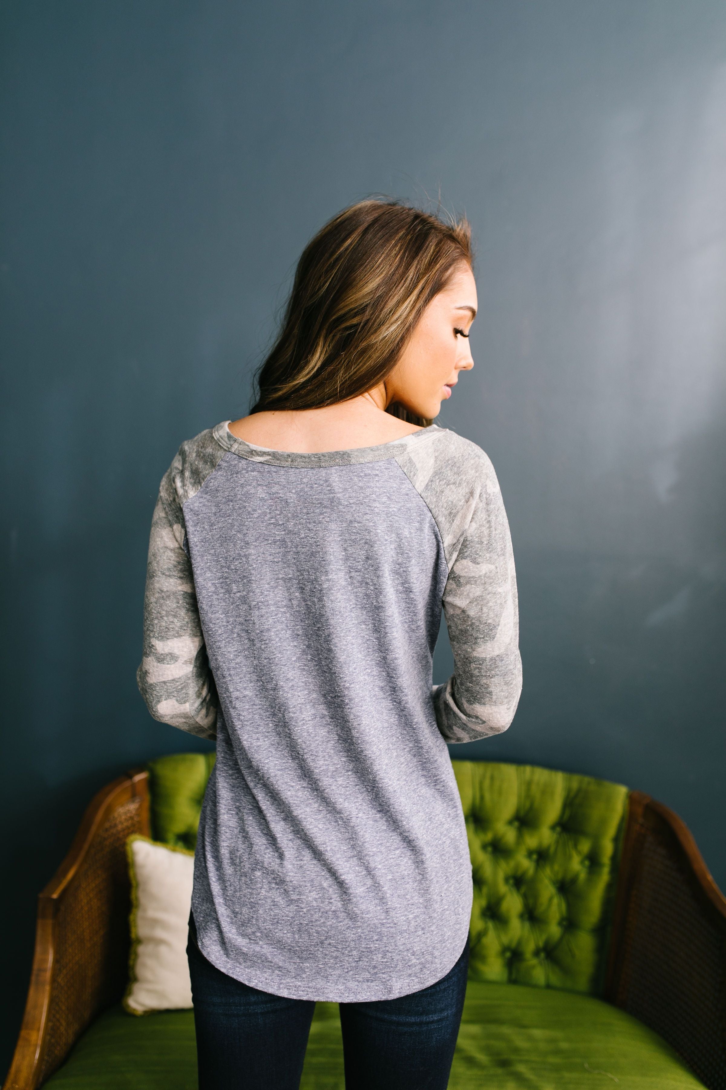 All American Girl Raglan Camo Tee - ALL SALES FINAL