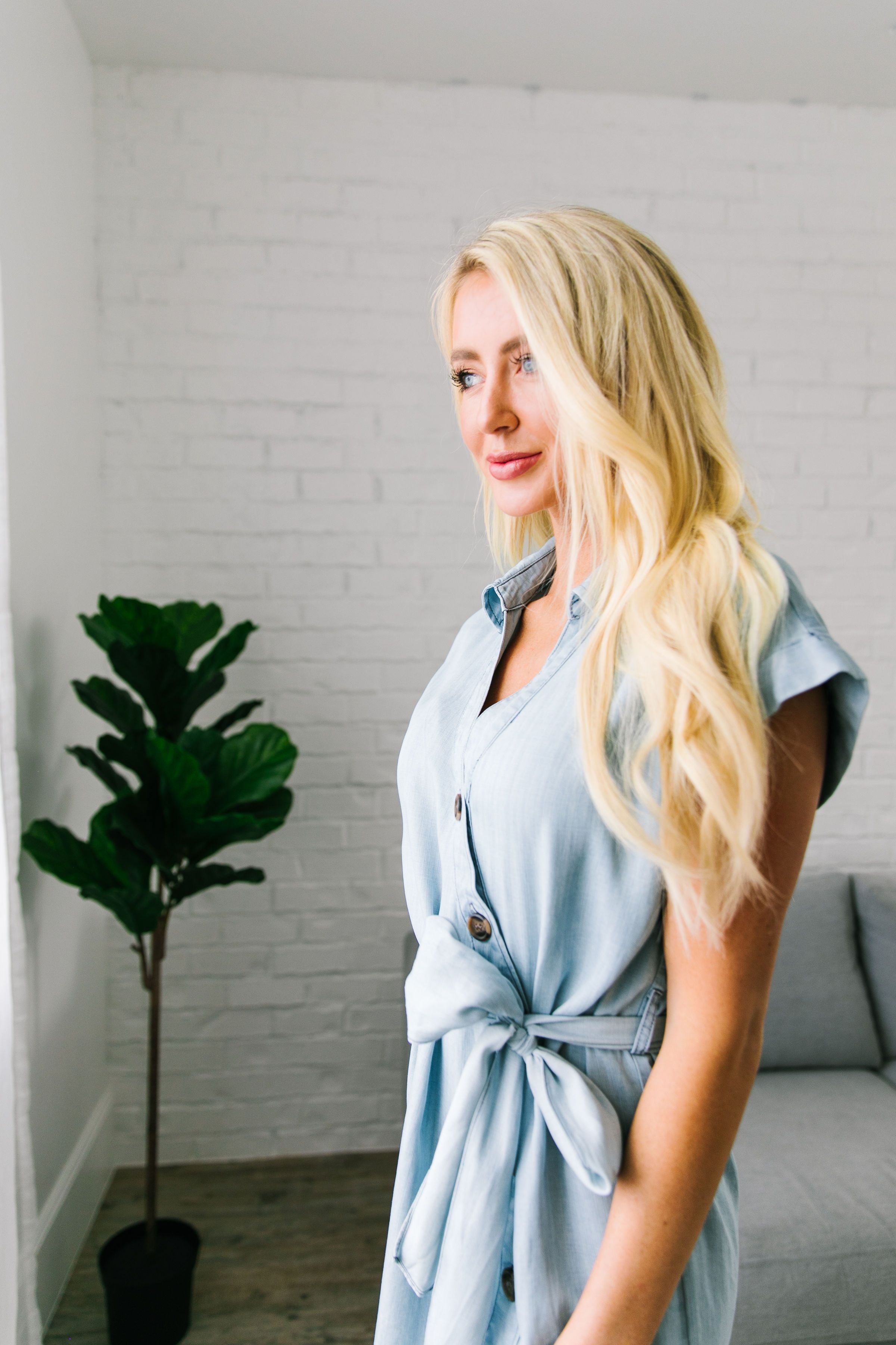 Amber Button Front Denim Dress