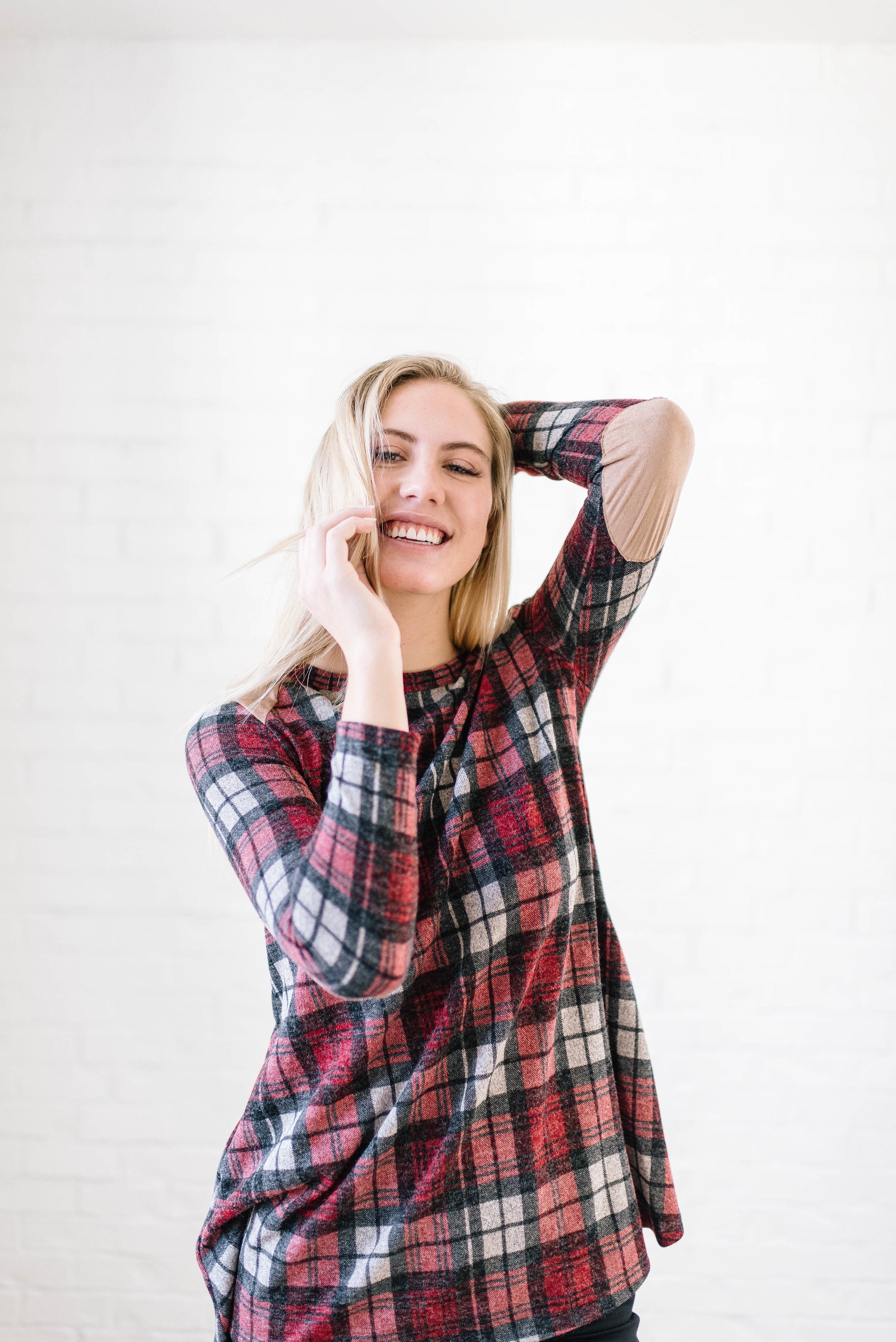 Amber Plaid Tunic in Burgundy