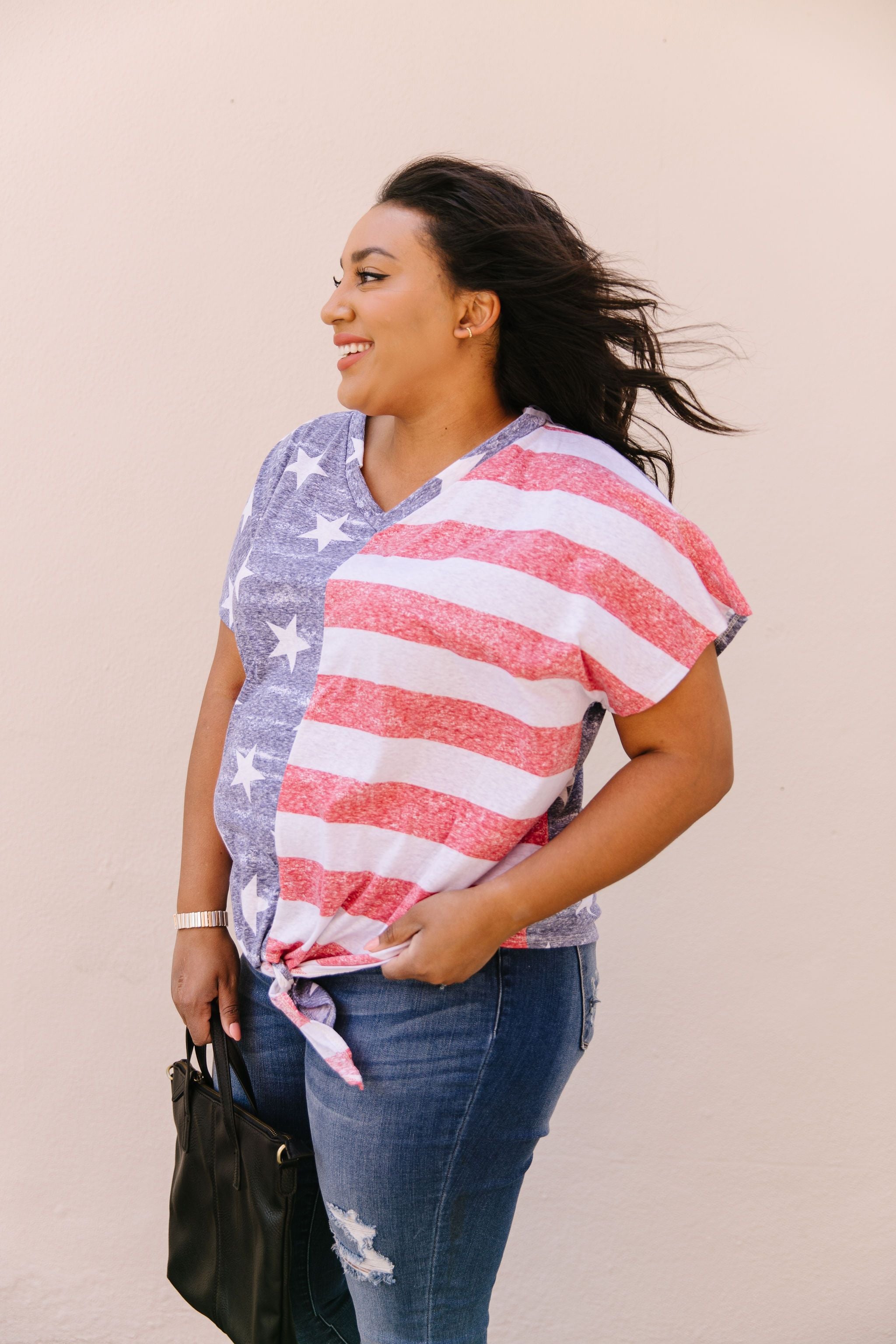 American Pride Tie Front Top