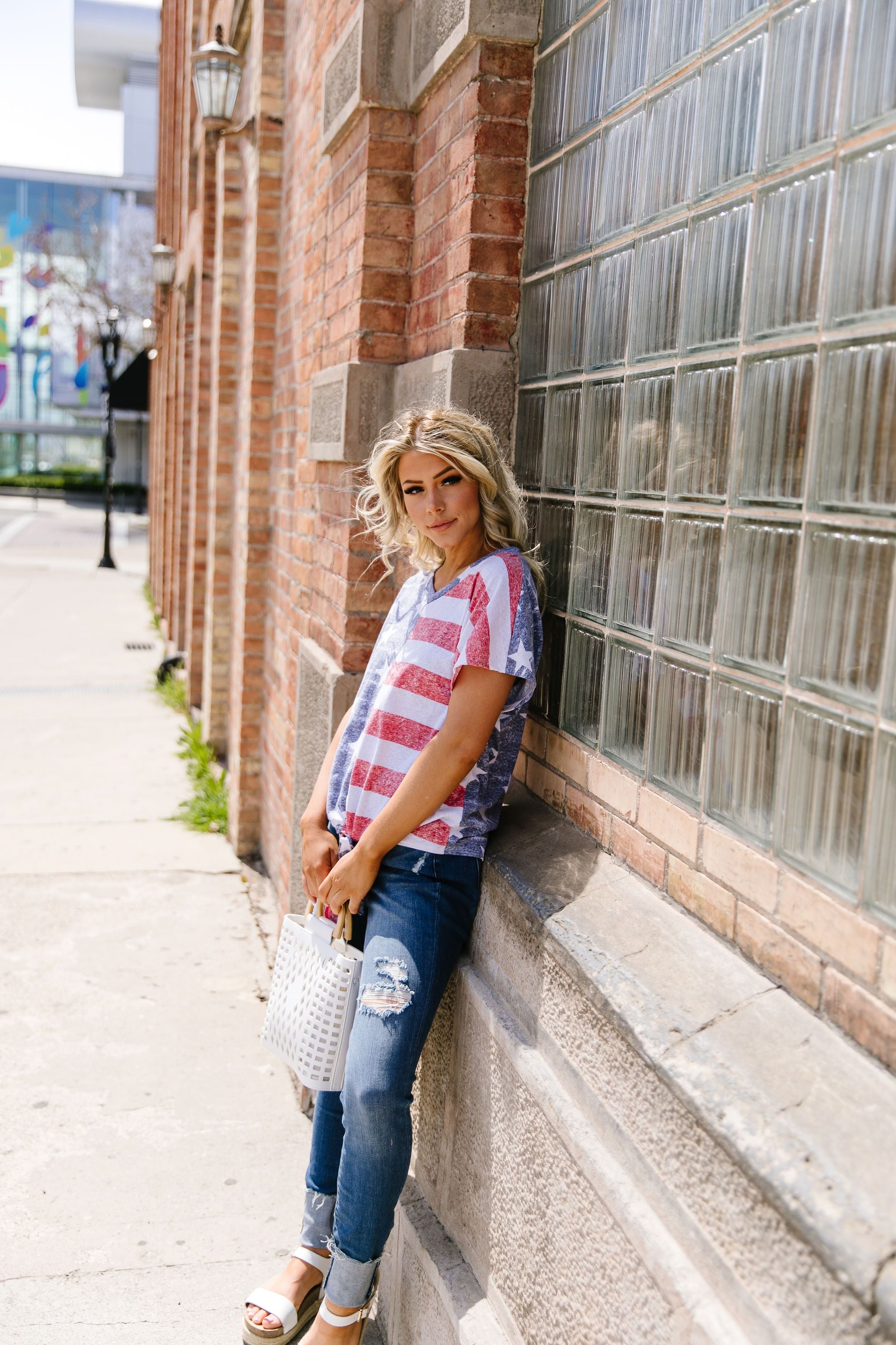 American Pride Tie Front Top