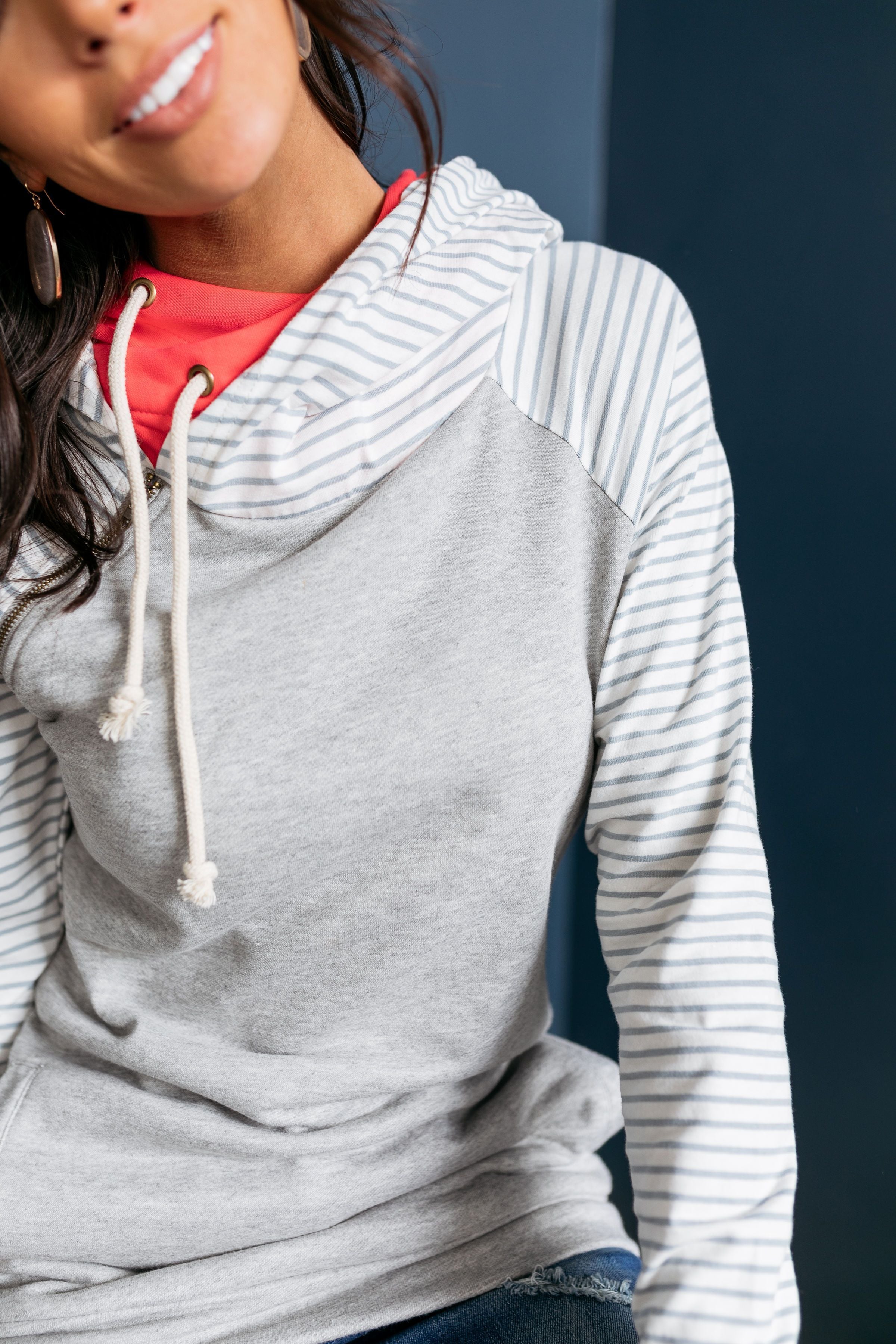 Angling For Awesome Hoodie In Gray + Coral