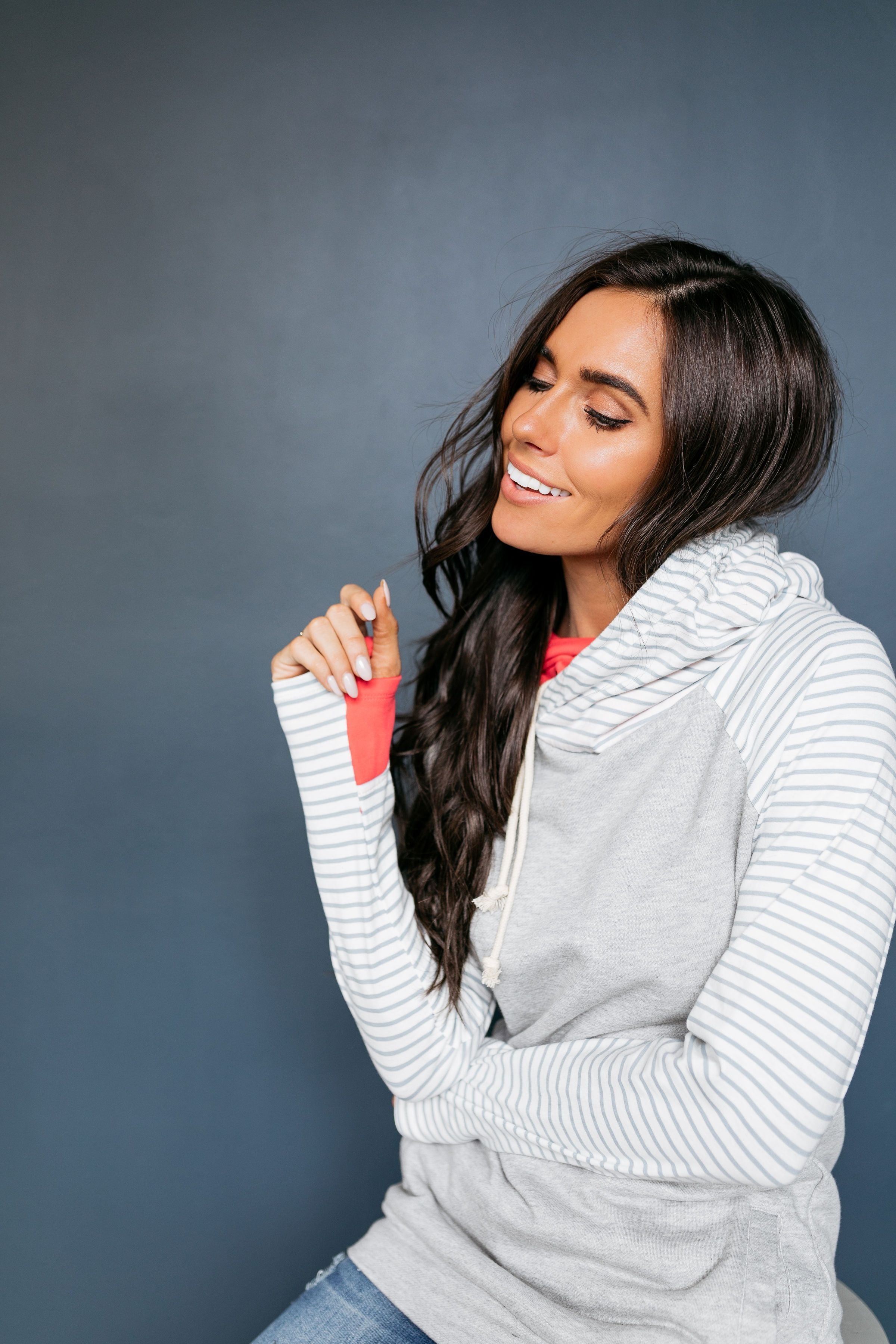 Angling For Awesome Hoodie In Gray + Coral