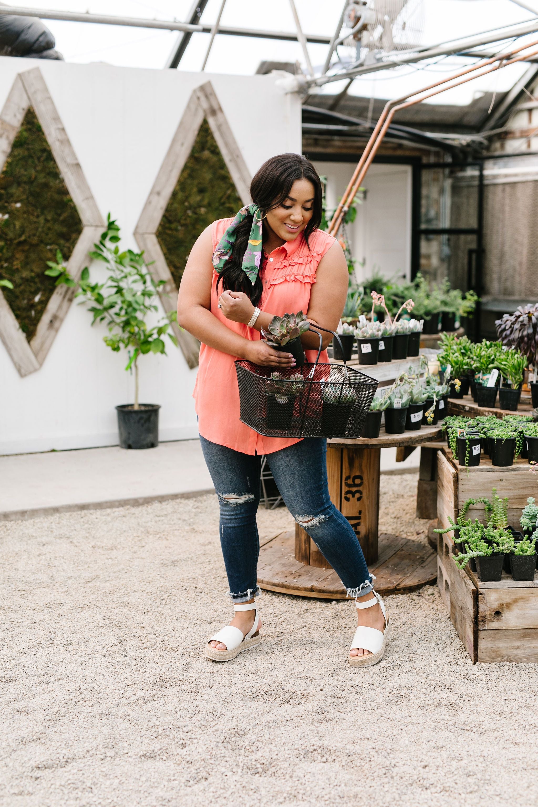 Apricot Double Ruffle Sleeveless Top