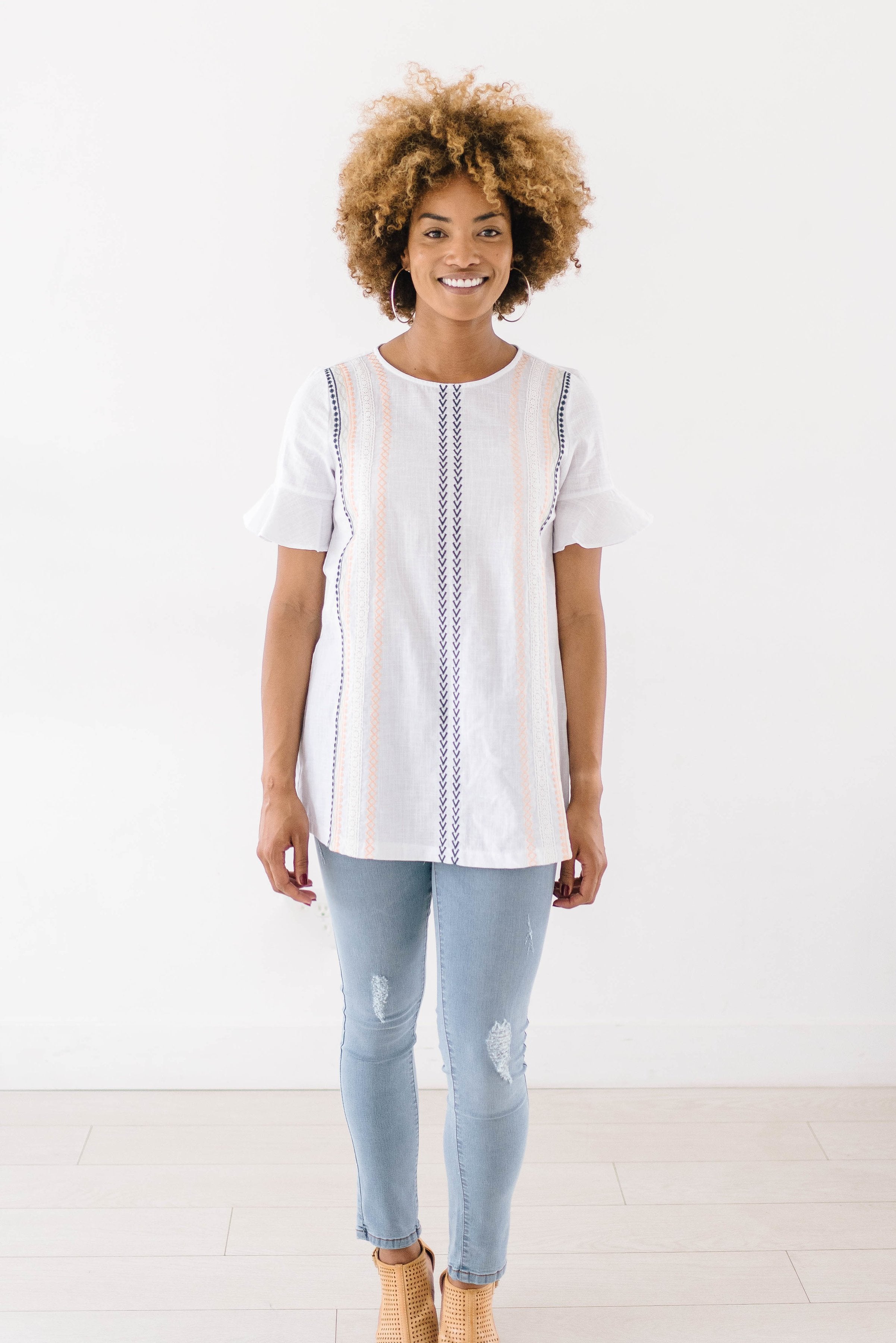 Arrow Embroidered Top