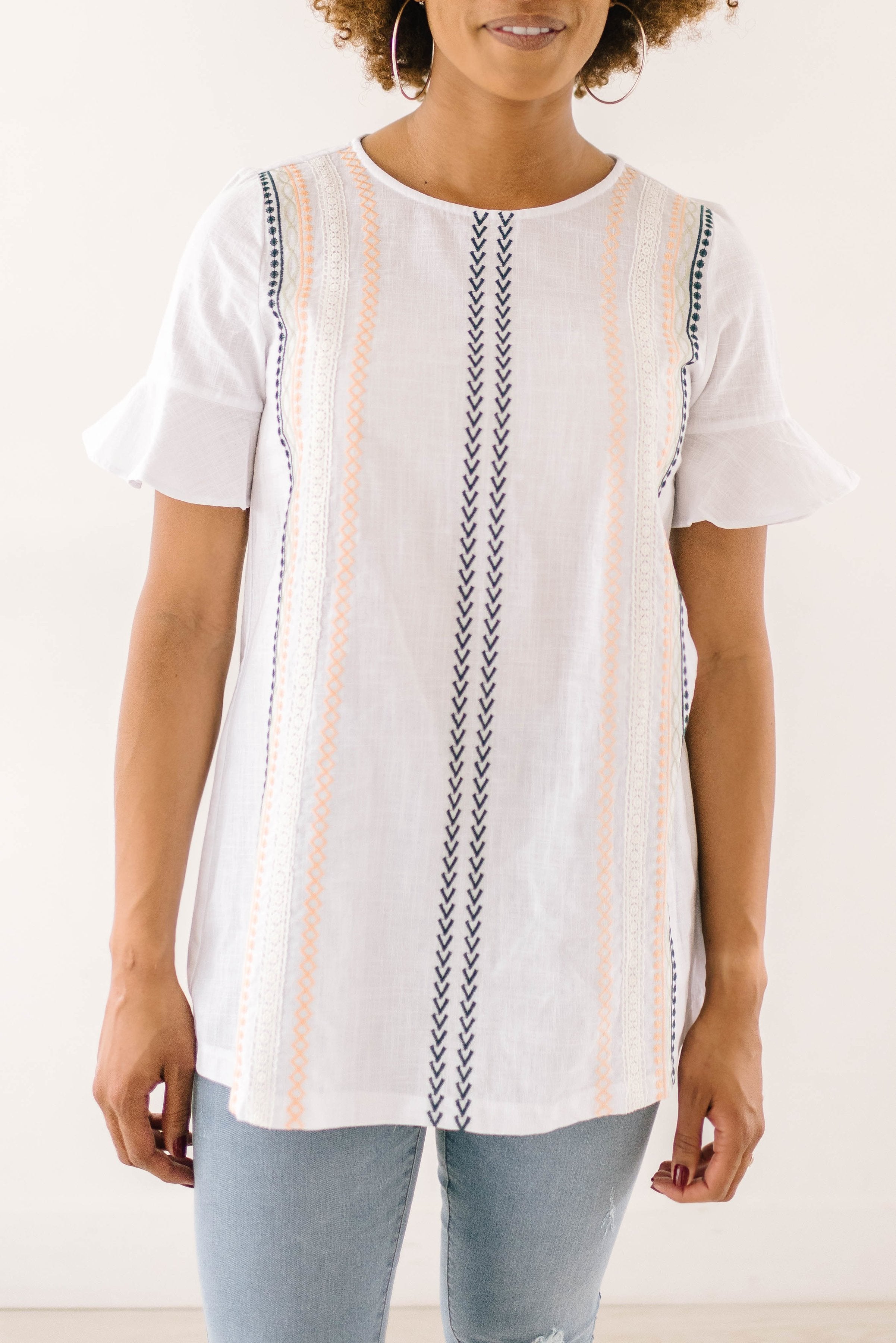 Arrow Embroidered Top