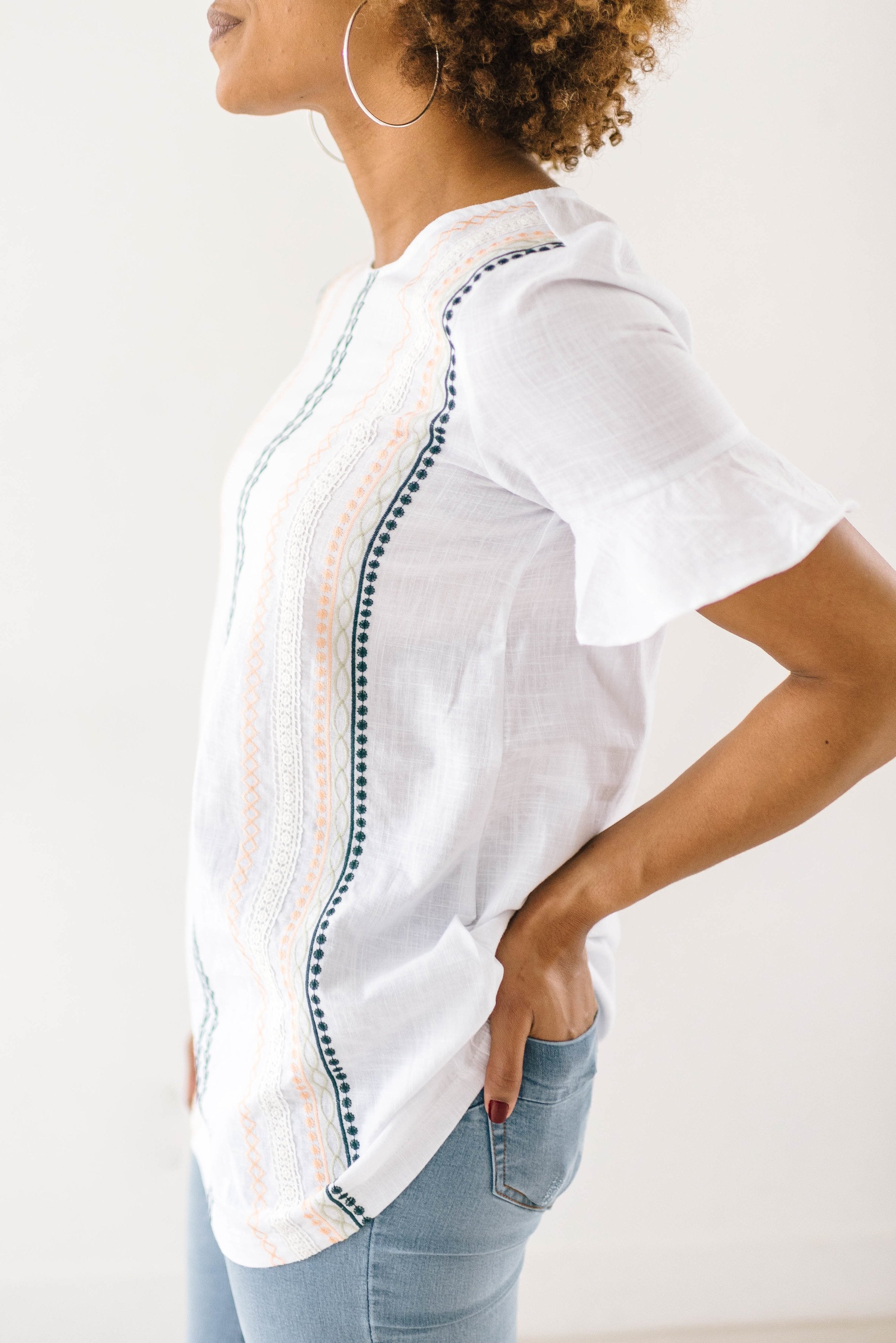 Arrow Embroidered Top