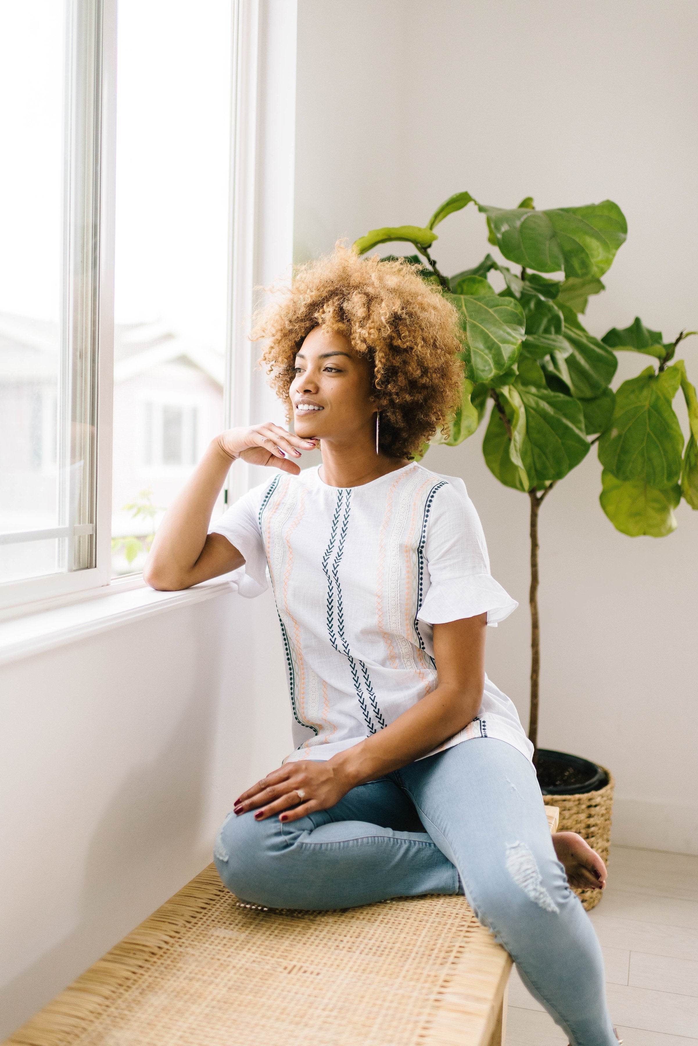 Arrow Embroidered Top