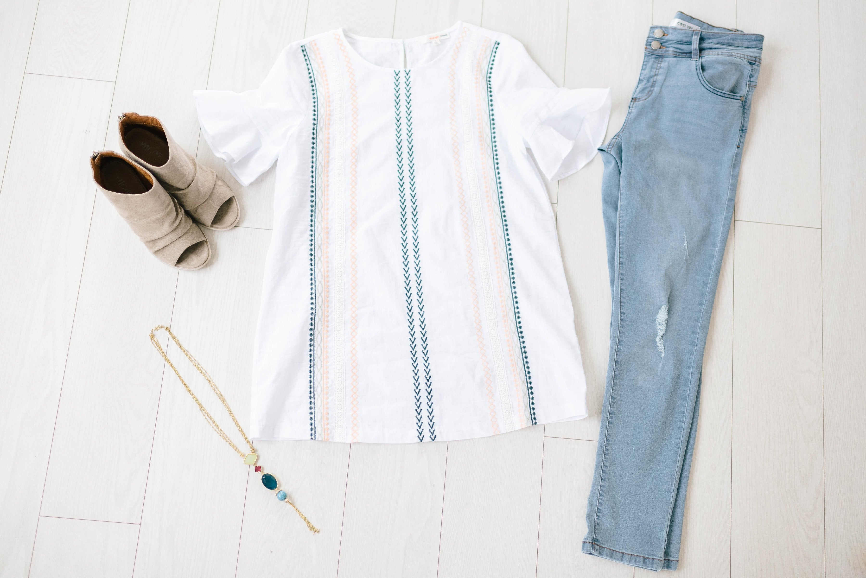 Arrow Embroidered Top