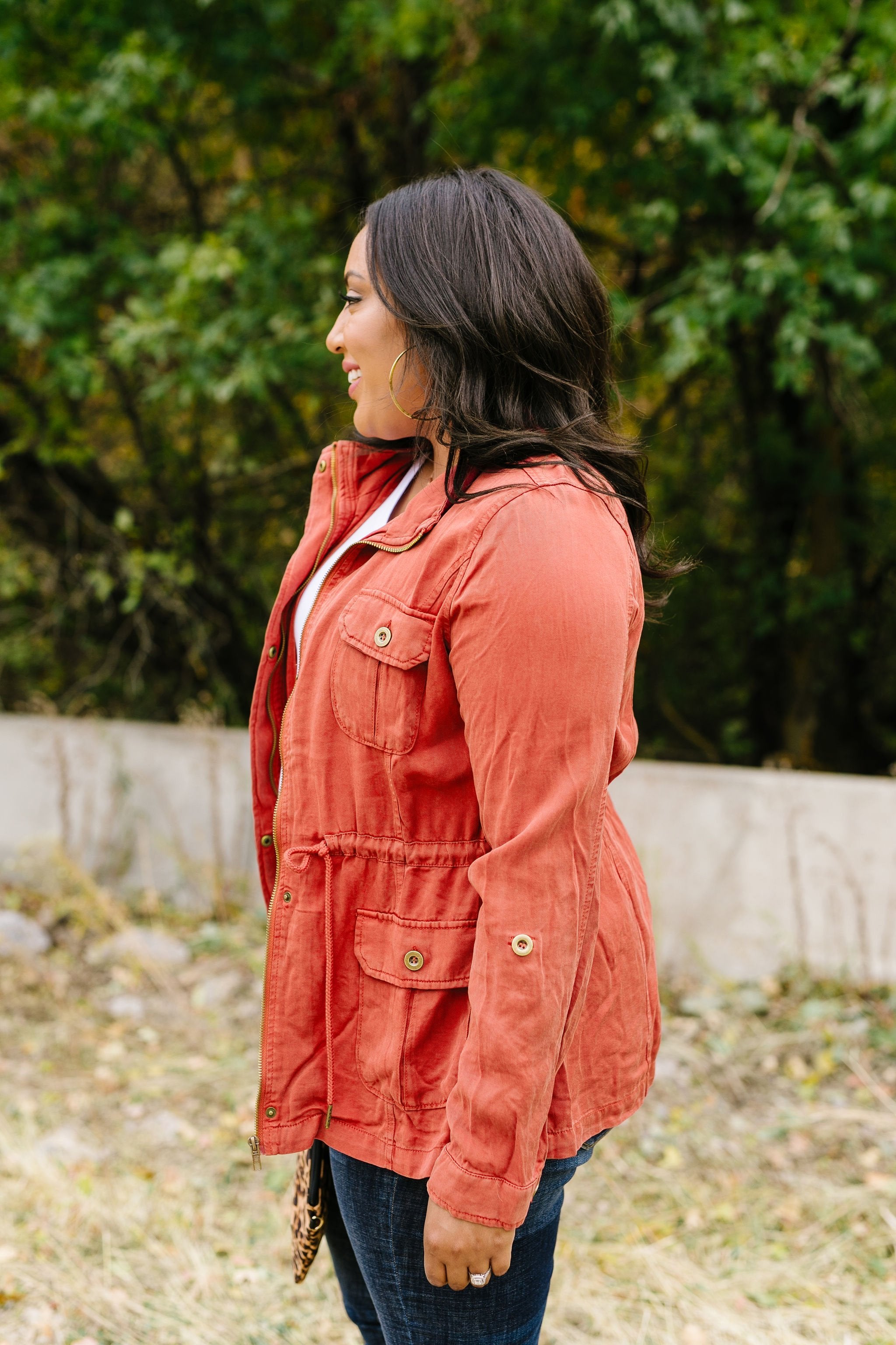 Atlas Tencel Anorak In Brick