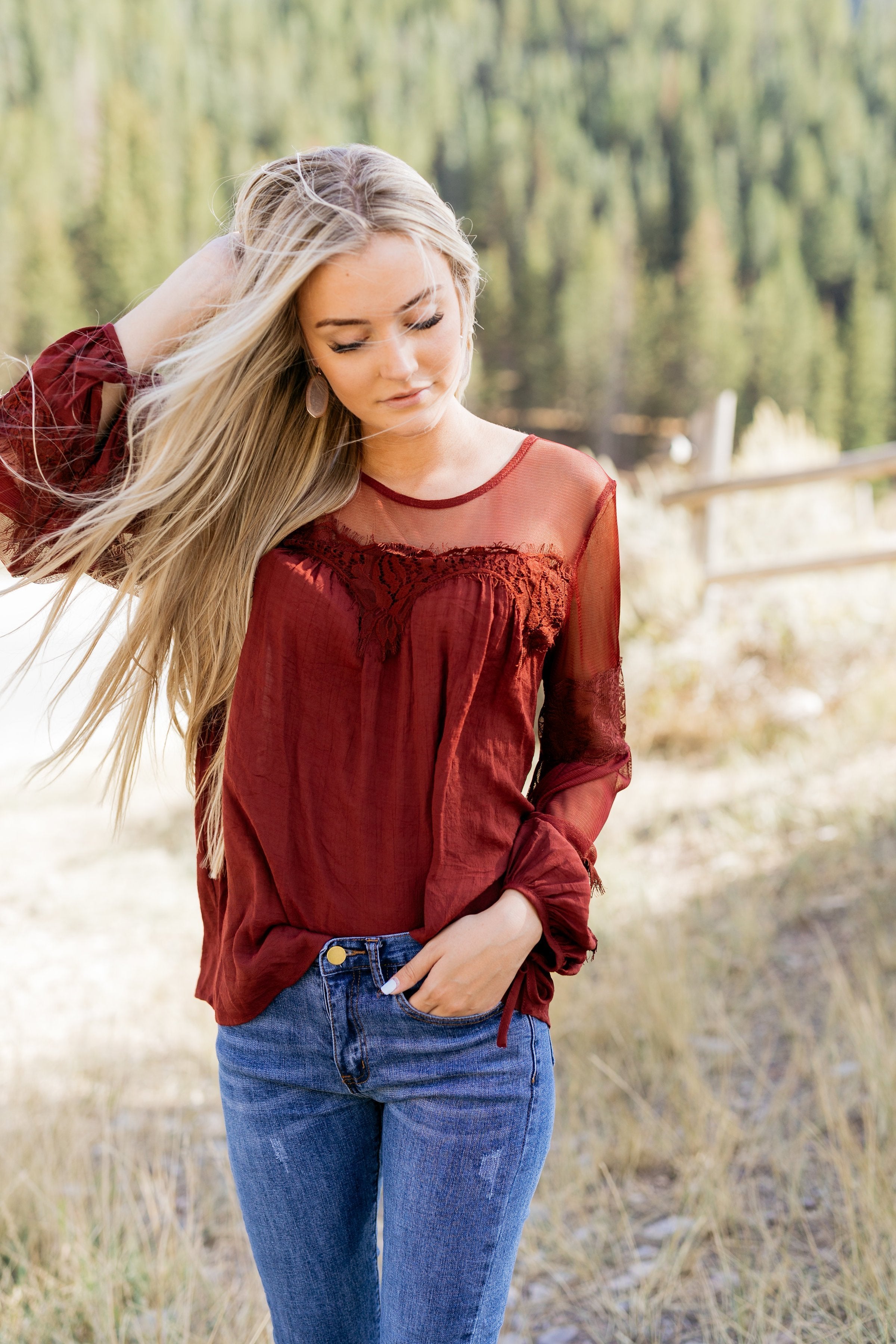 Autumn Affairs Of The Heart Top In Burgundy