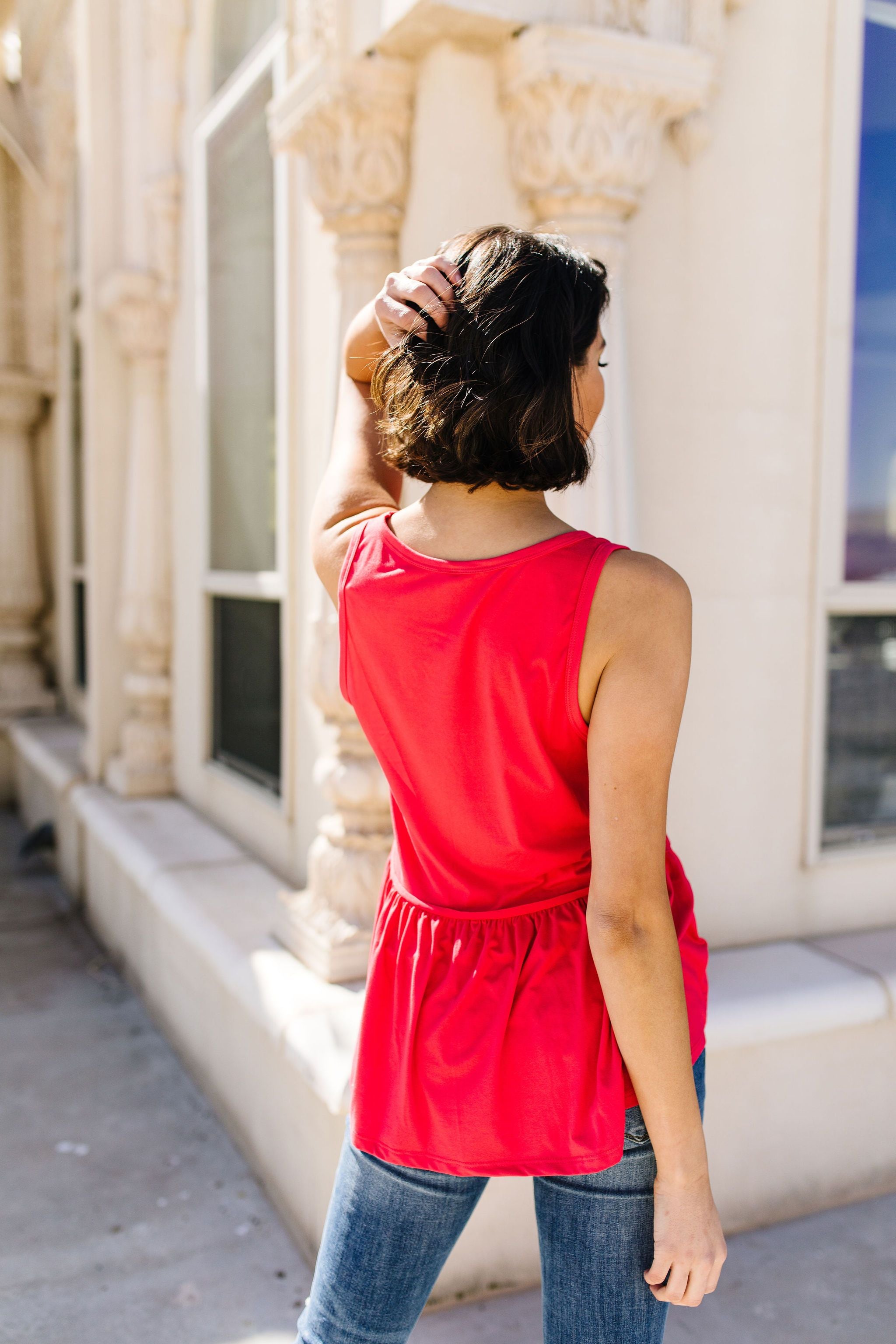 Bamboo Babydoll Round Neck Tank In Coral