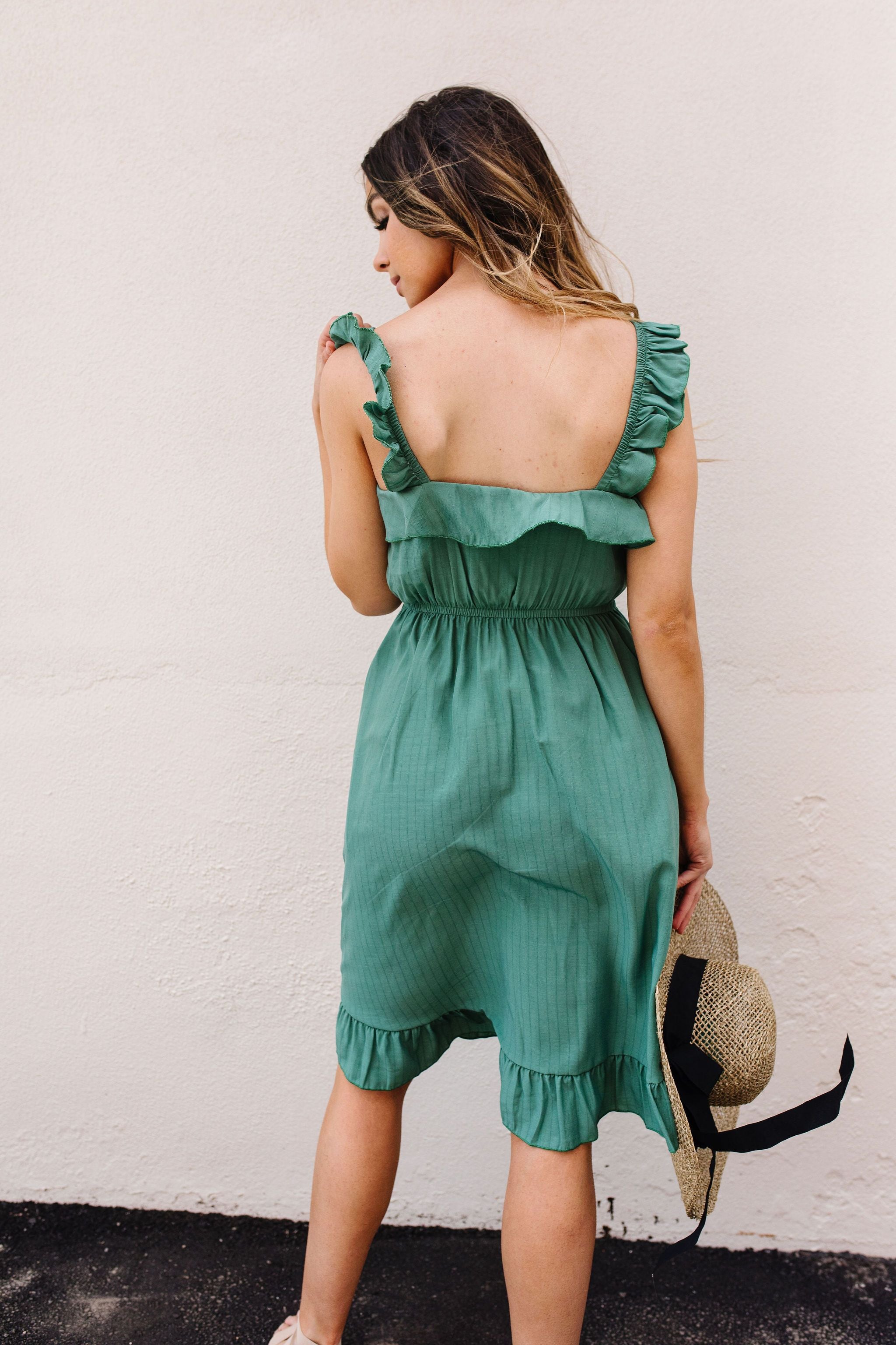 Barely Ruffled Green Sun Dress