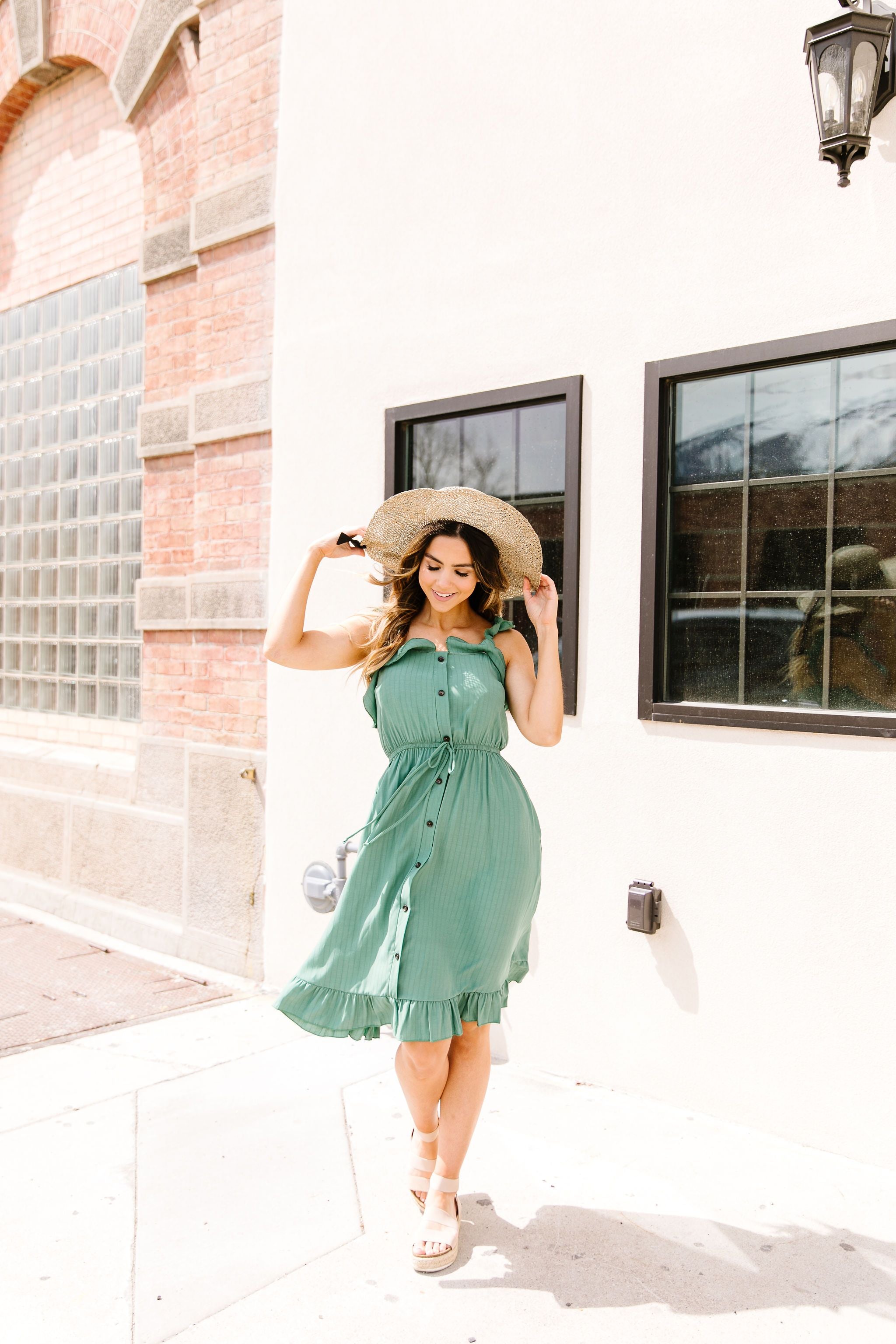 Barely Ruffled Green Sun Dress