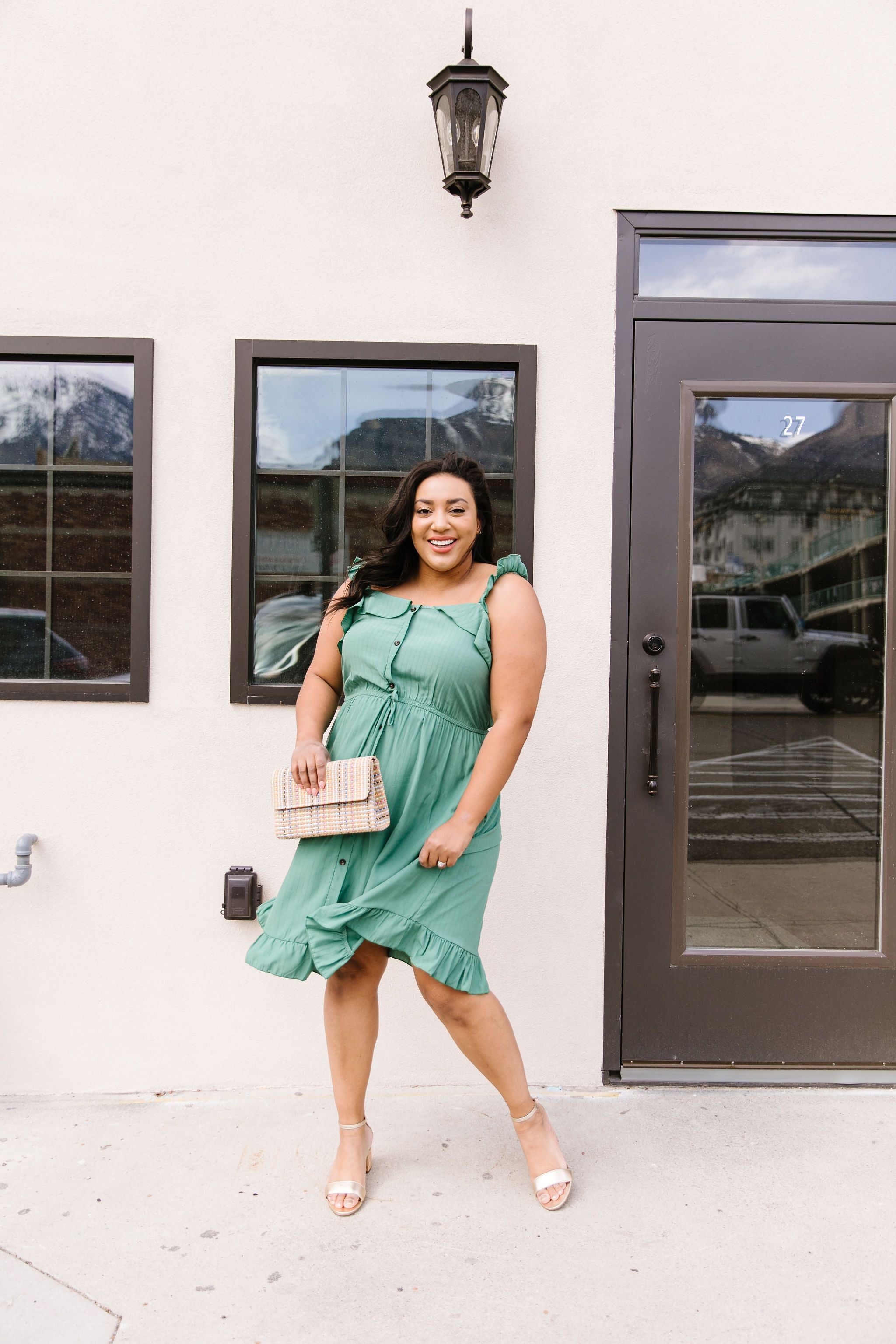 Barely Ruffled Green Sun Dress