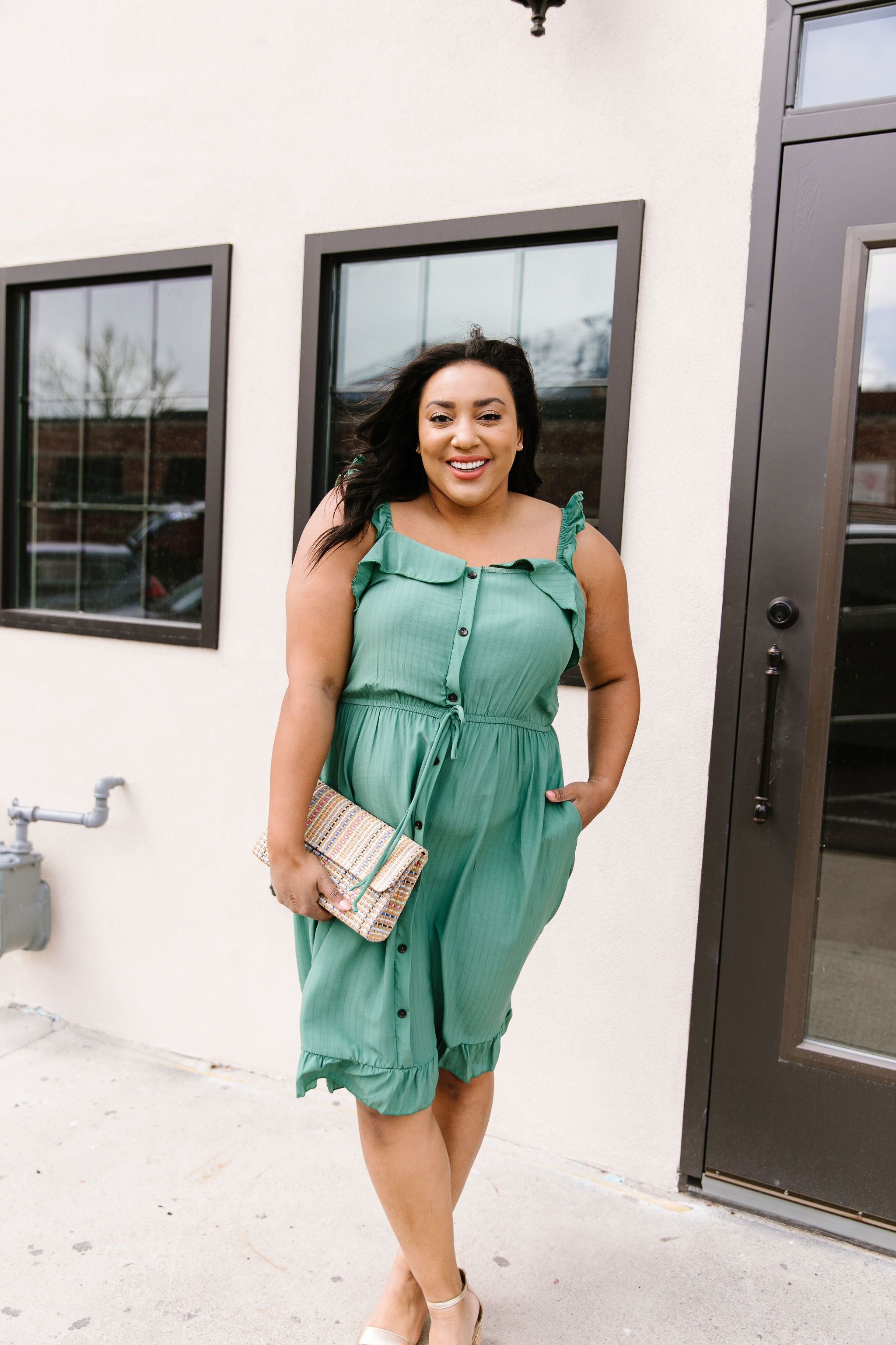 Barely Ruffled Green Sun Dress