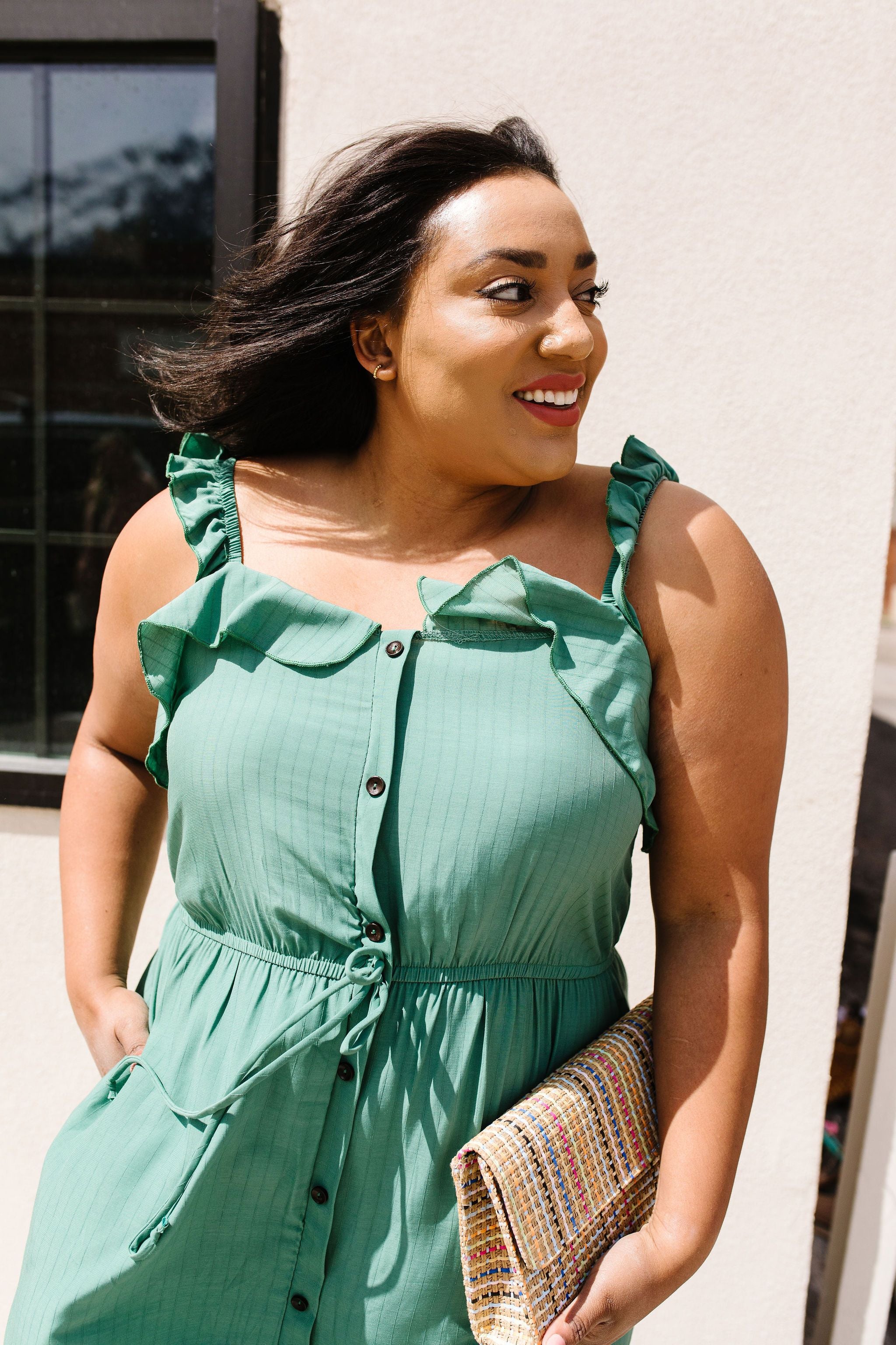 Barely Ruffled Green Sun Dress