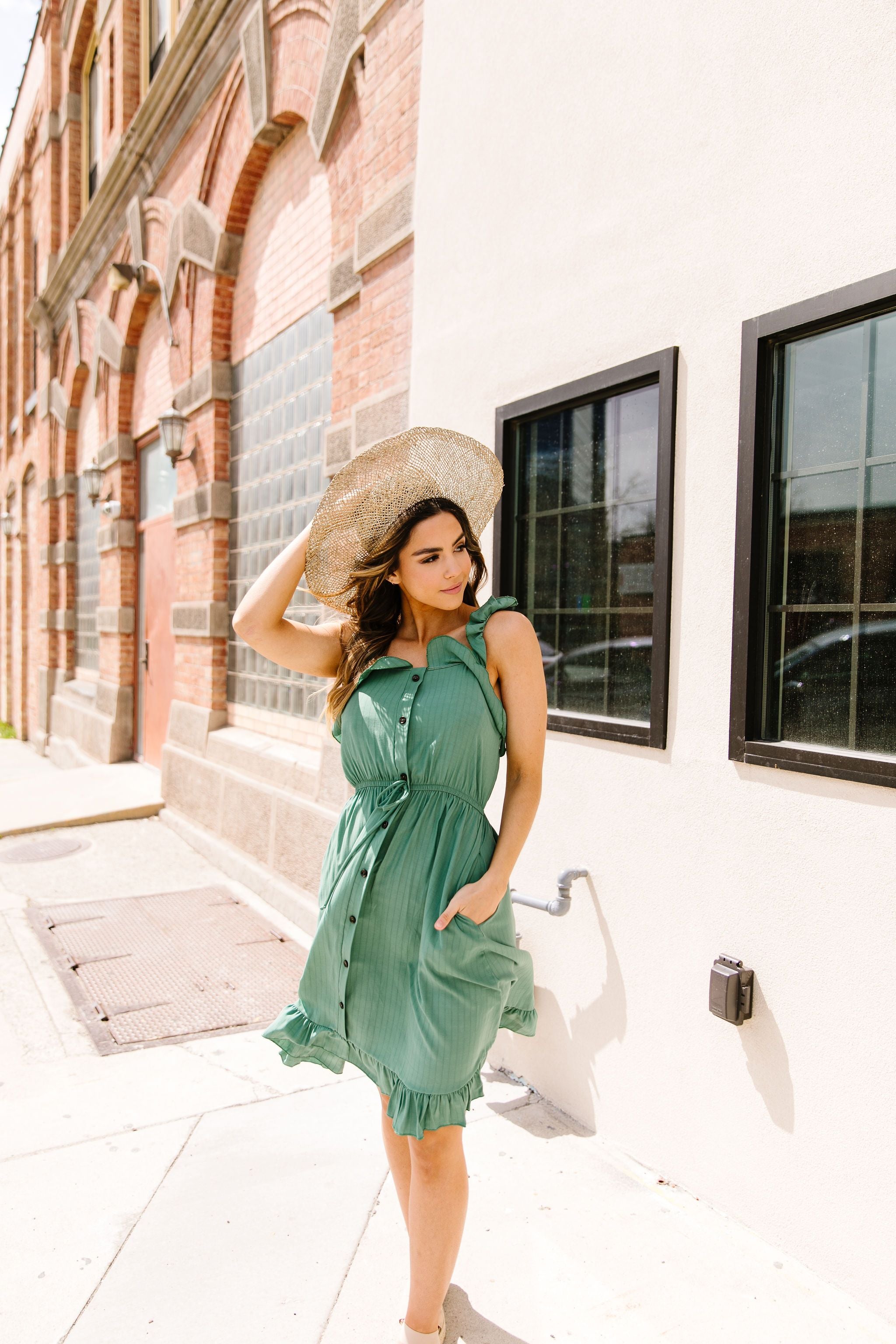 Barely Ruffled Green Sun Dress