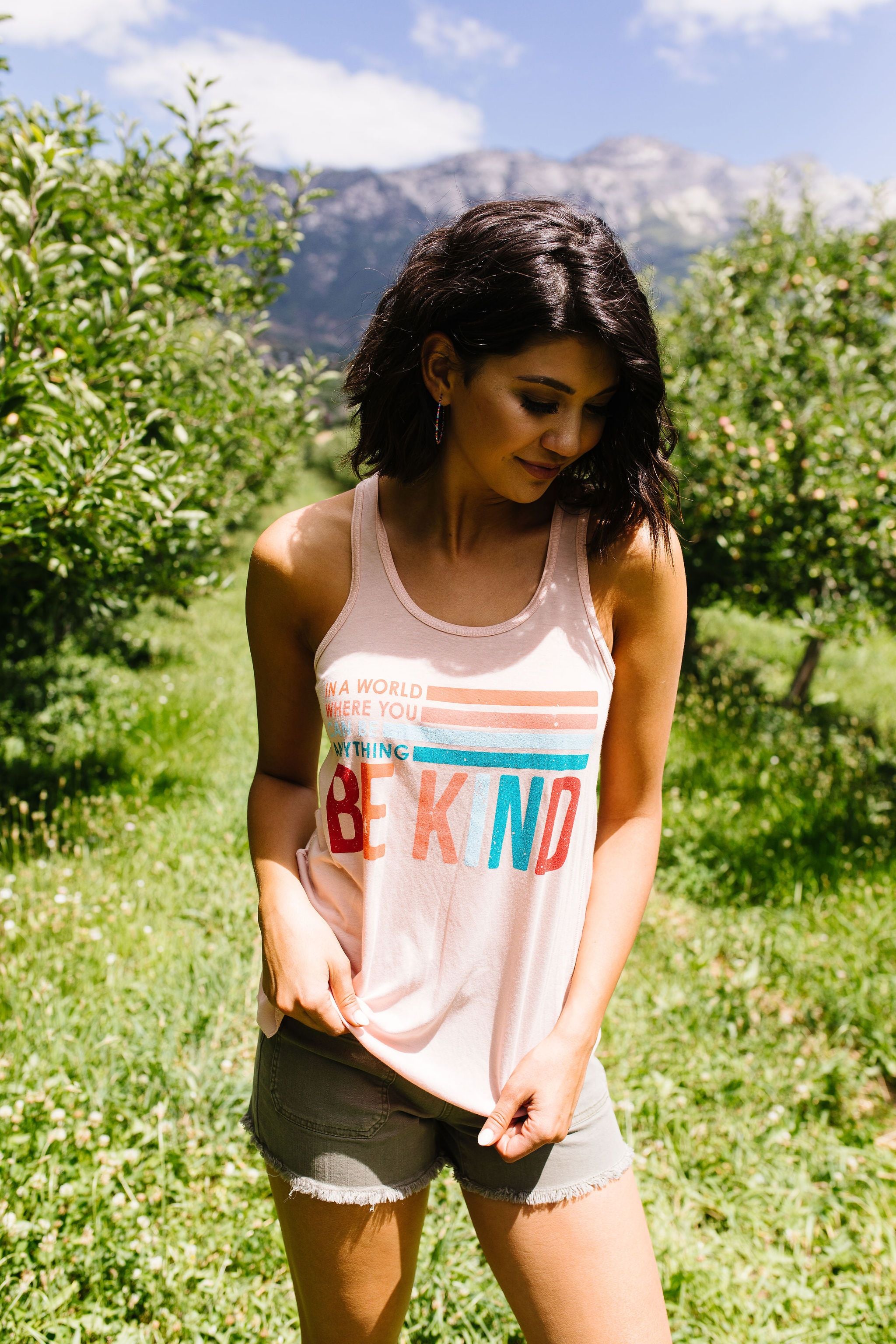 Be Kind Racerback Tank In Blush
