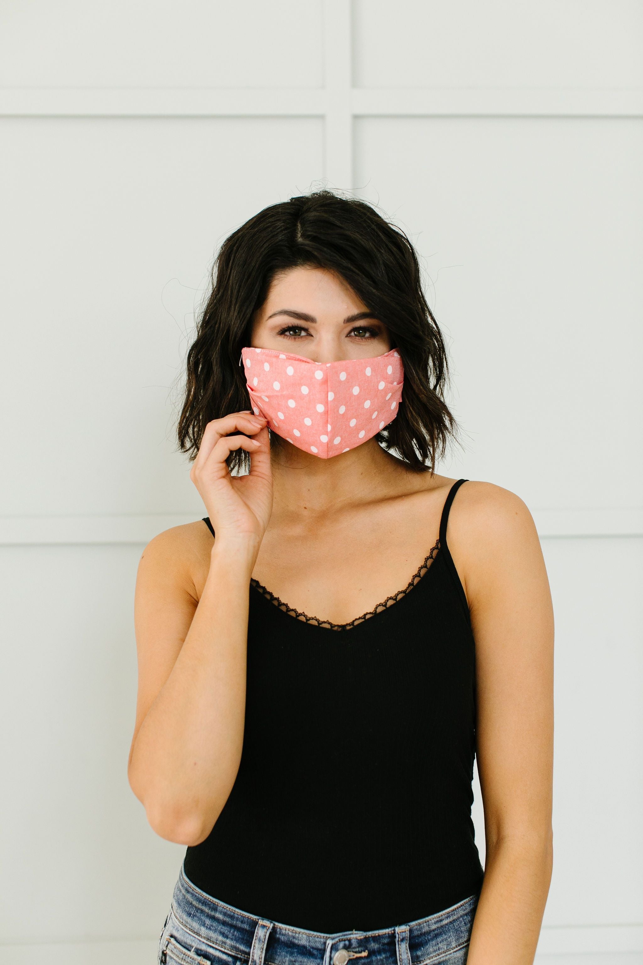 Be Seen Not Heard Mask In Coral Polka Dots With Replaceable Filter