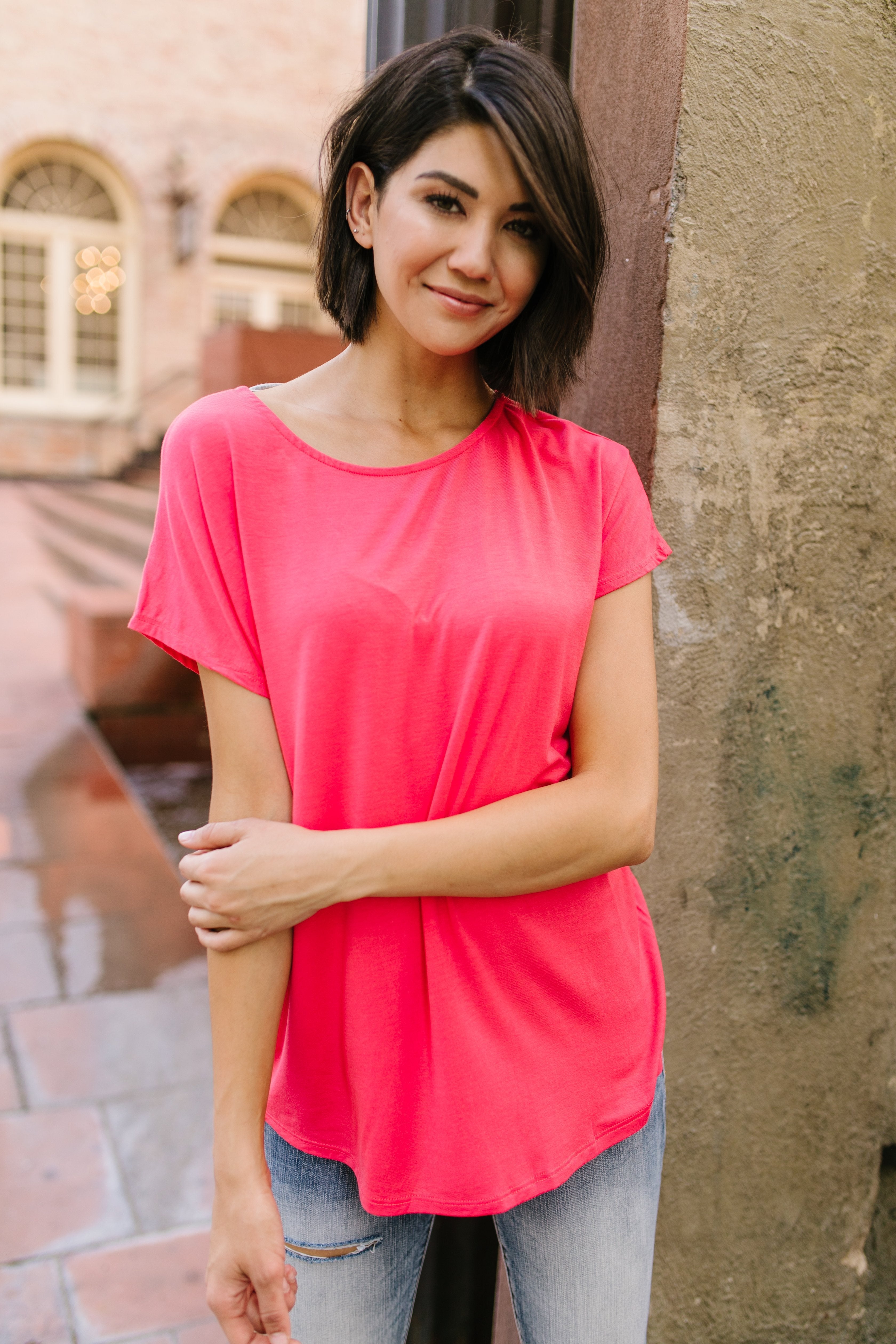 Behind My Back Tee In Coral