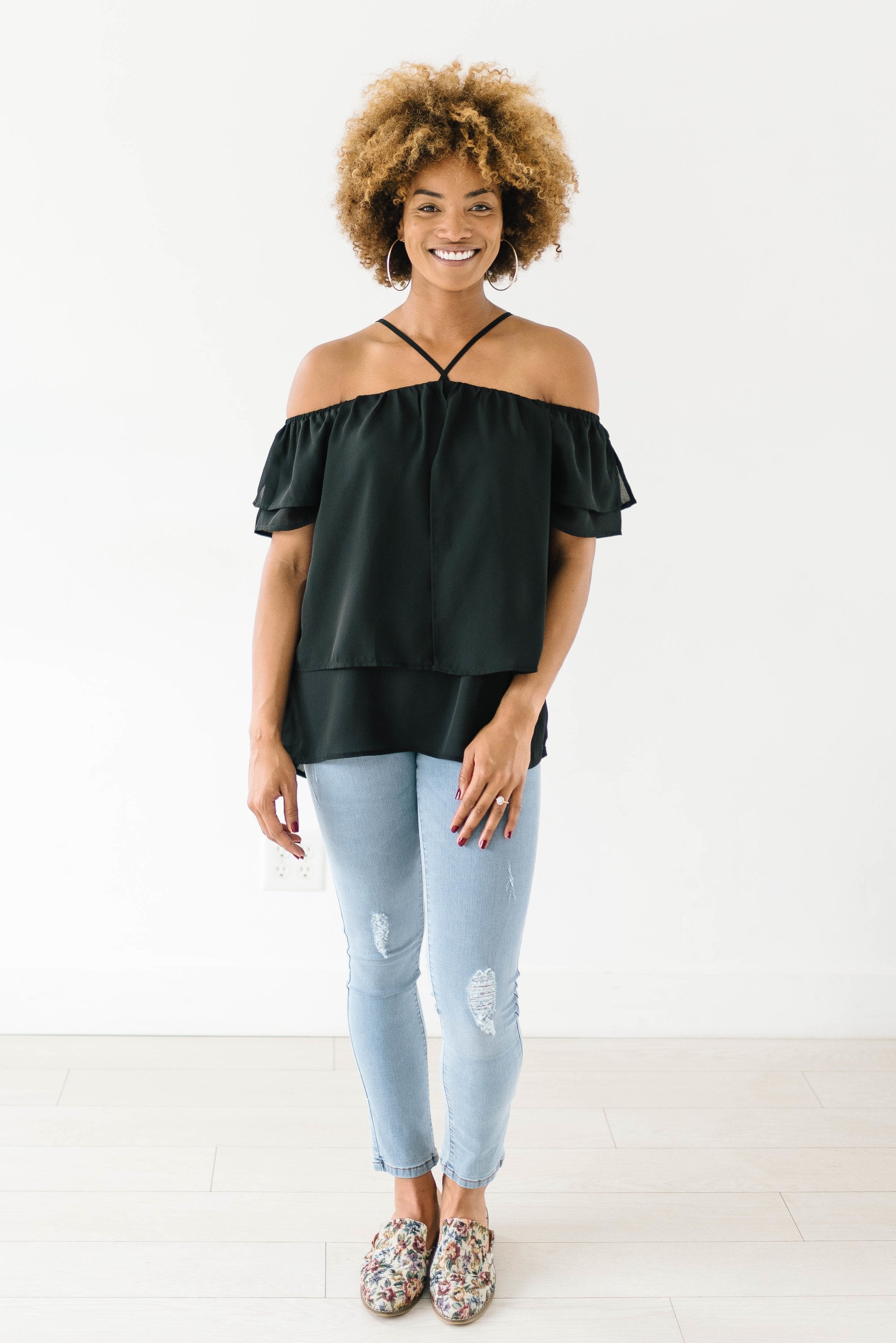 Belfair Shoulders Top In Black
