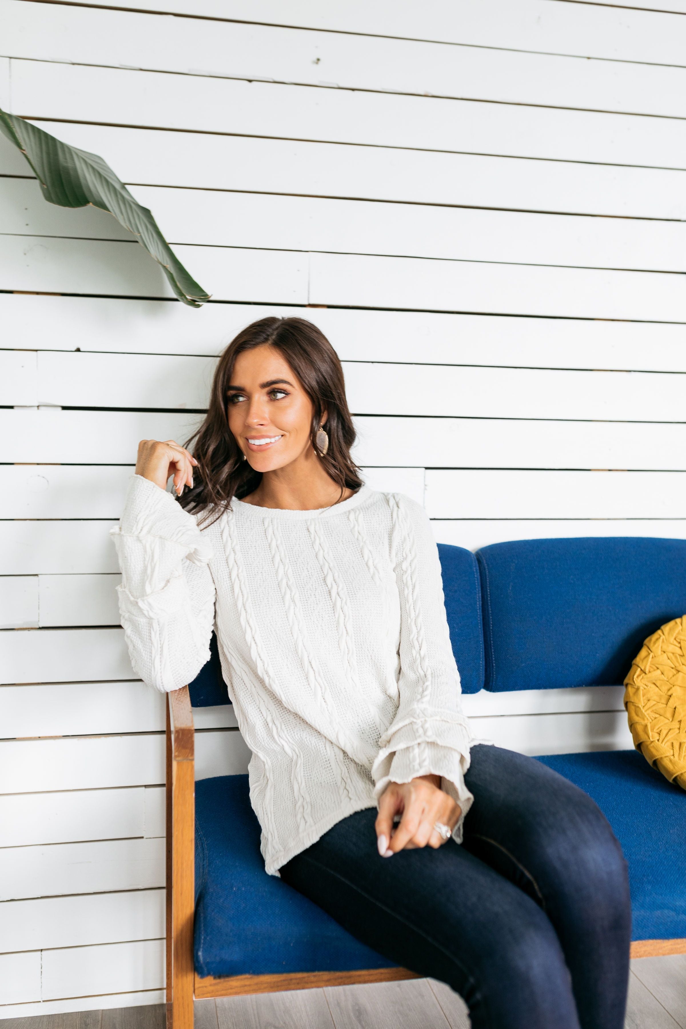 Bells And Whistles Cable Knit Sweater In Ivory