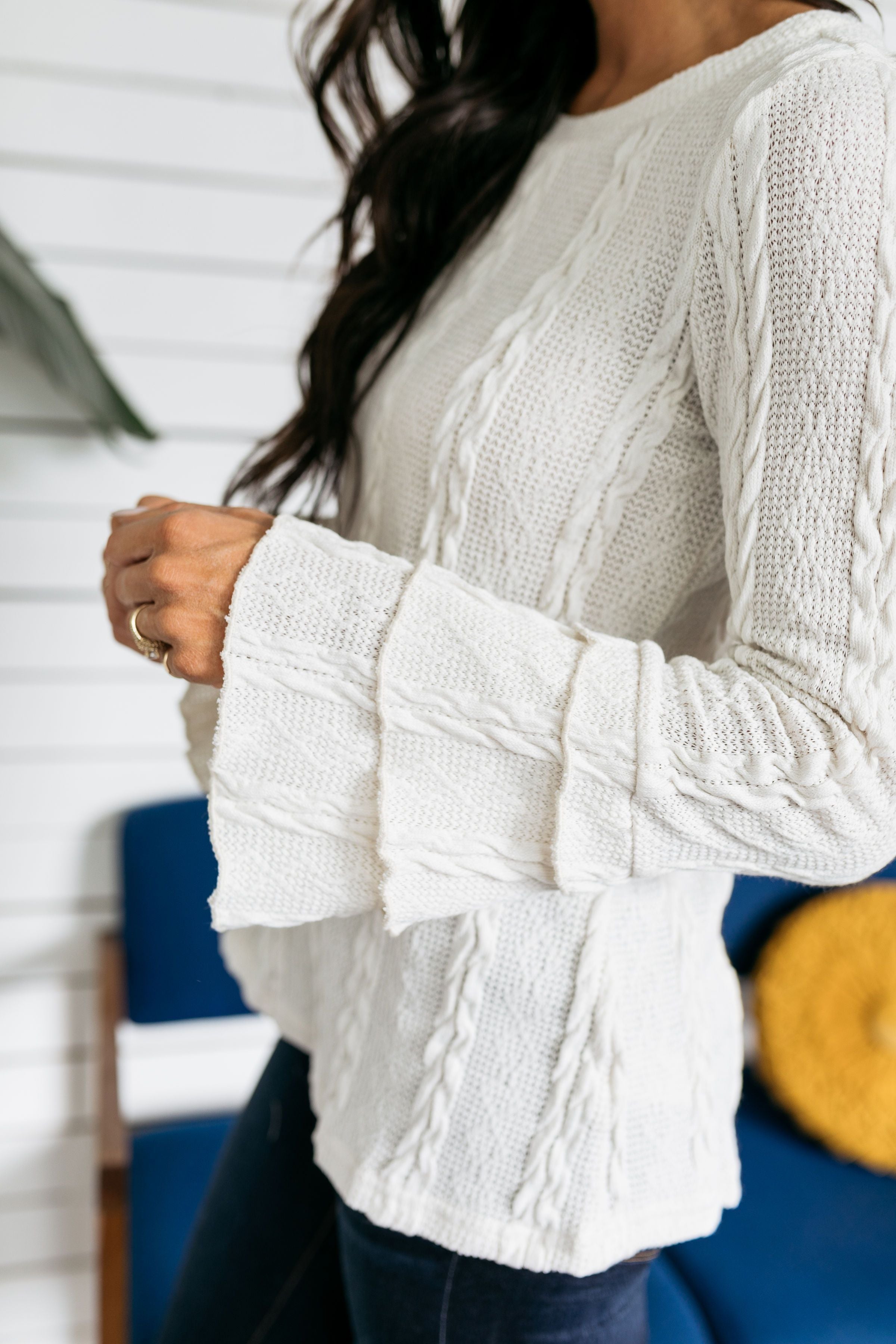 Bells And Whistles Cable Knit Sweater In Ivory