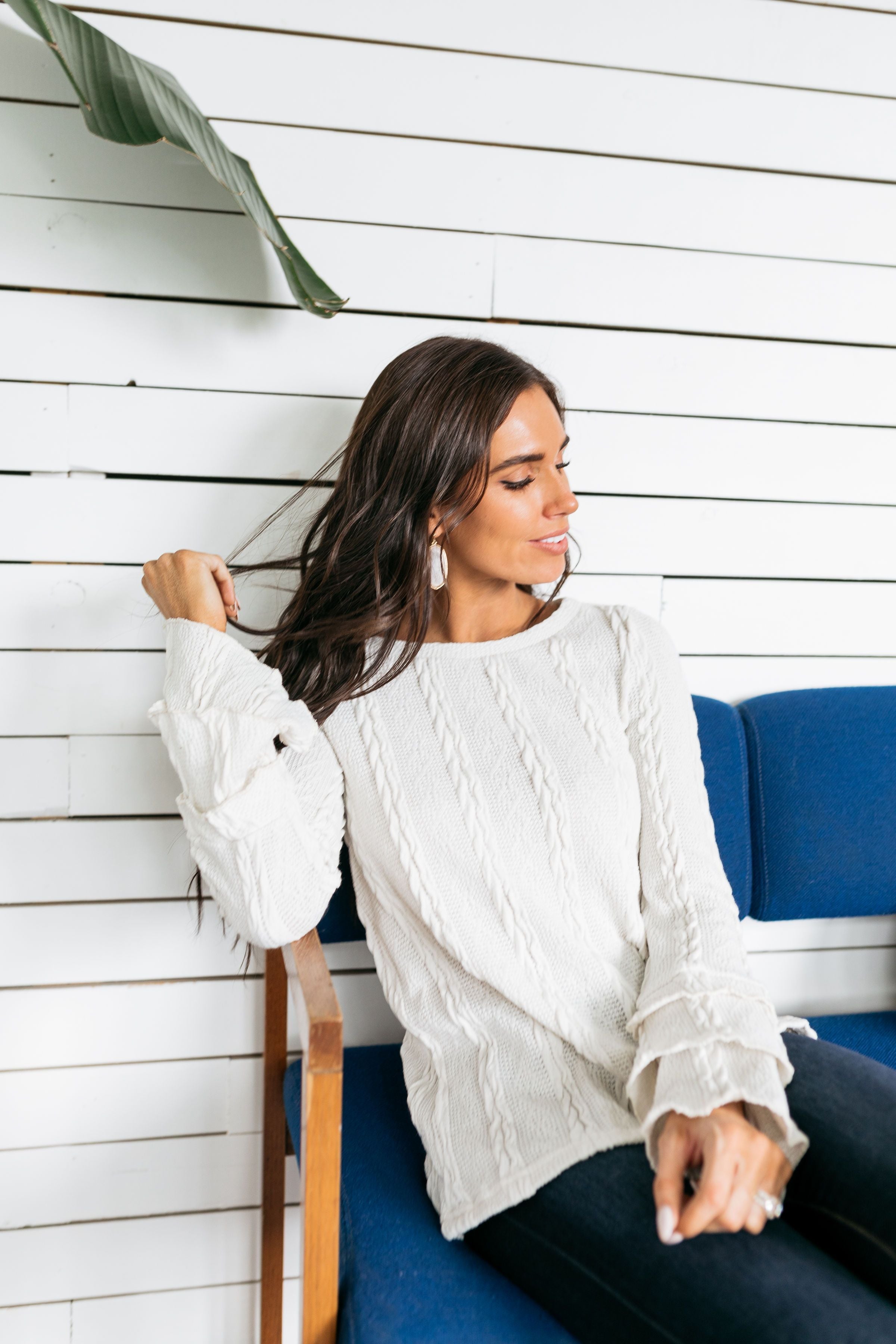 Bells And Whistles Cable Knit Sweater In Ivory