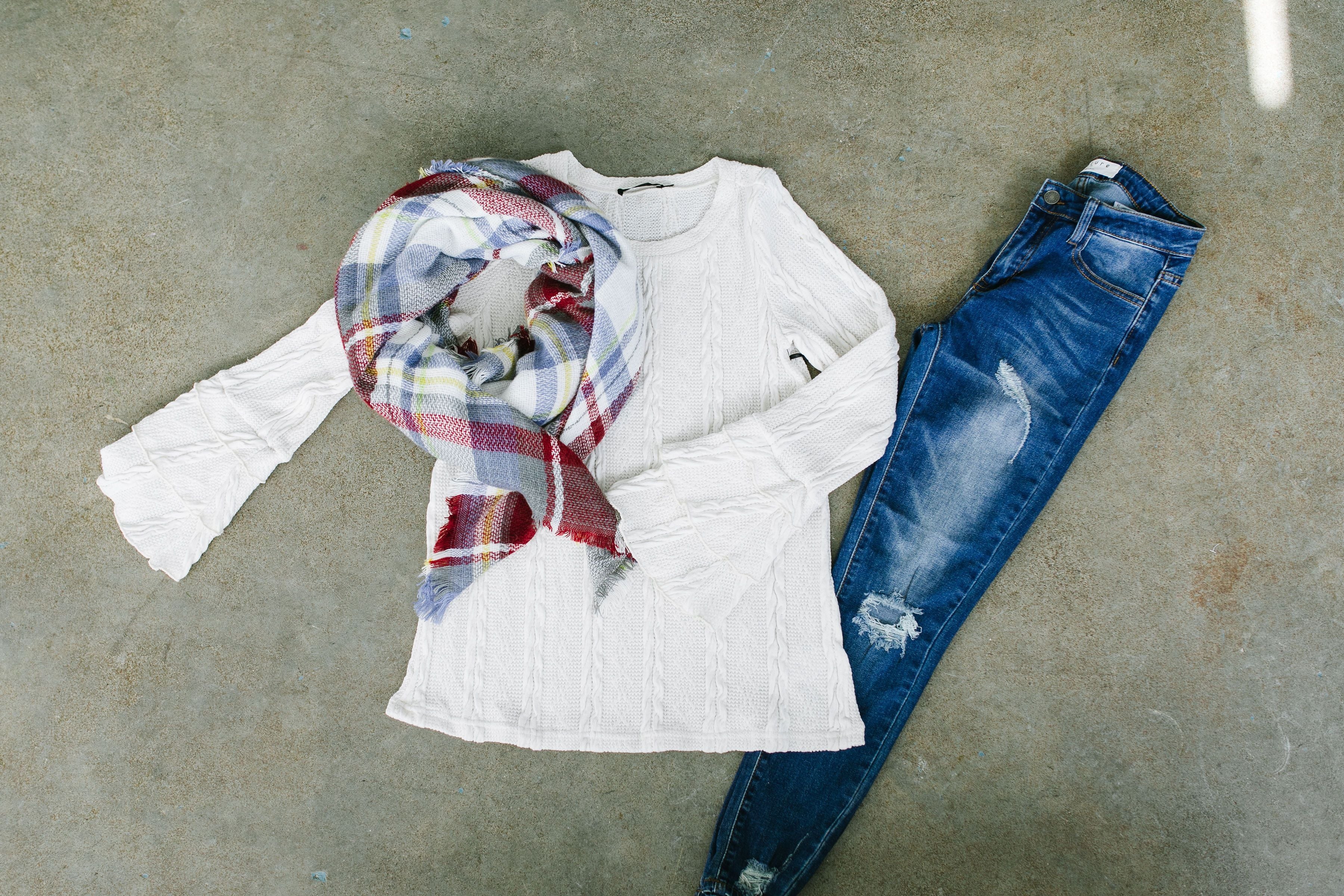 Bells And Whistles Cable Knit Sweater In Ivory