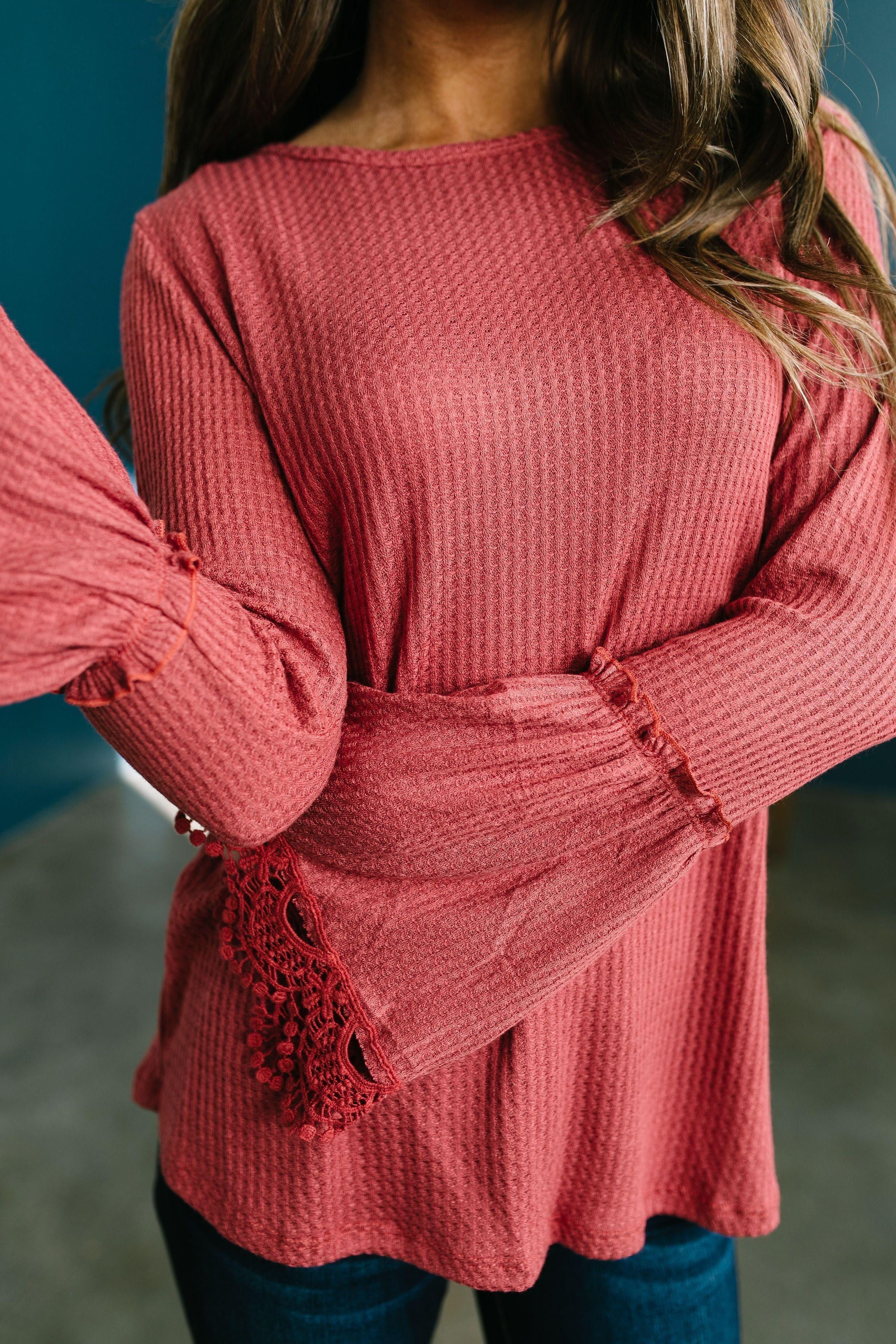 Bells And Whistles Waffle Knit Top In Sienna - ALL SALES FINAL