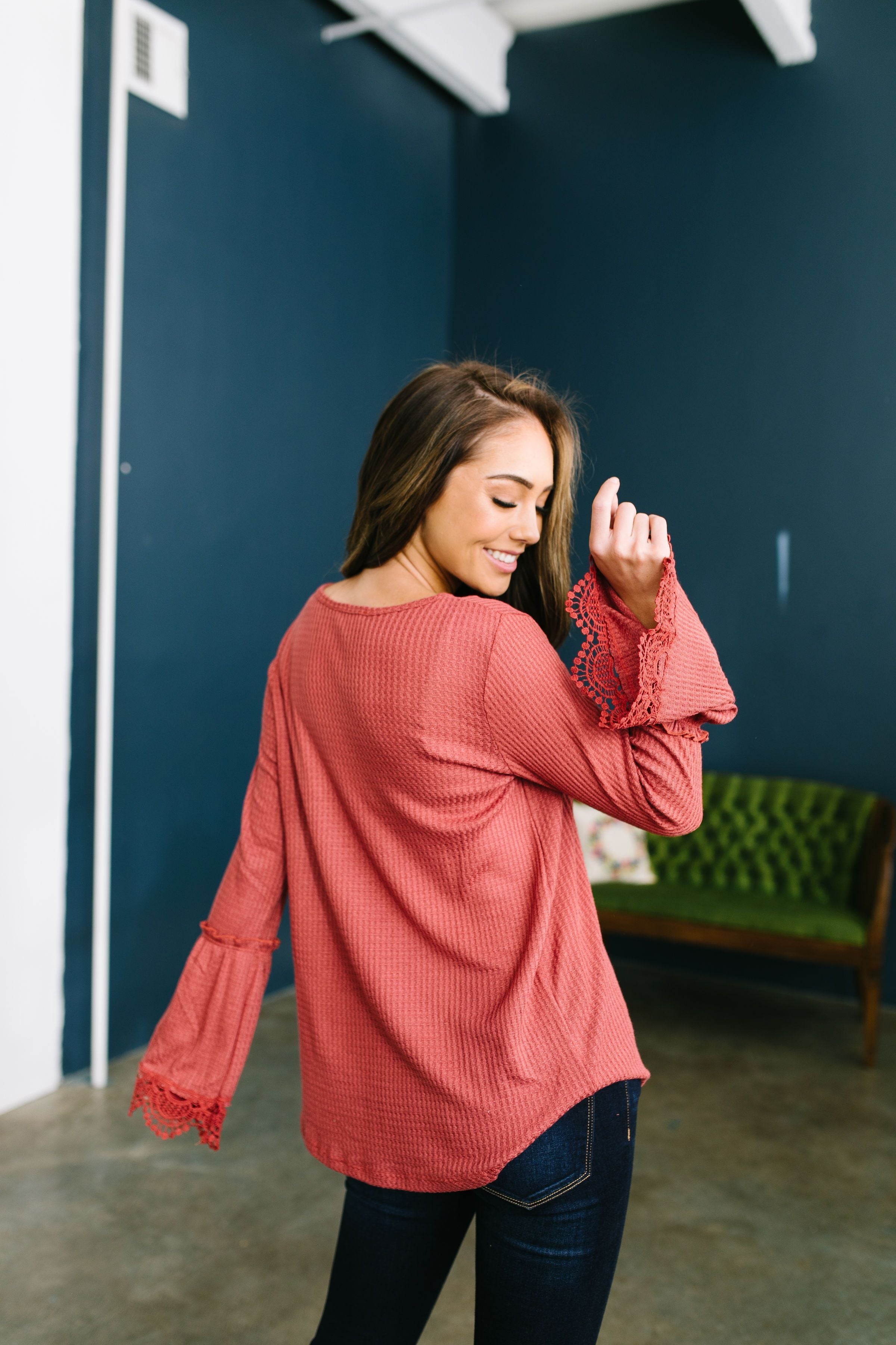 Bells And Whistles Waffle Knit Top In Sienna - ALL SALES FINAL