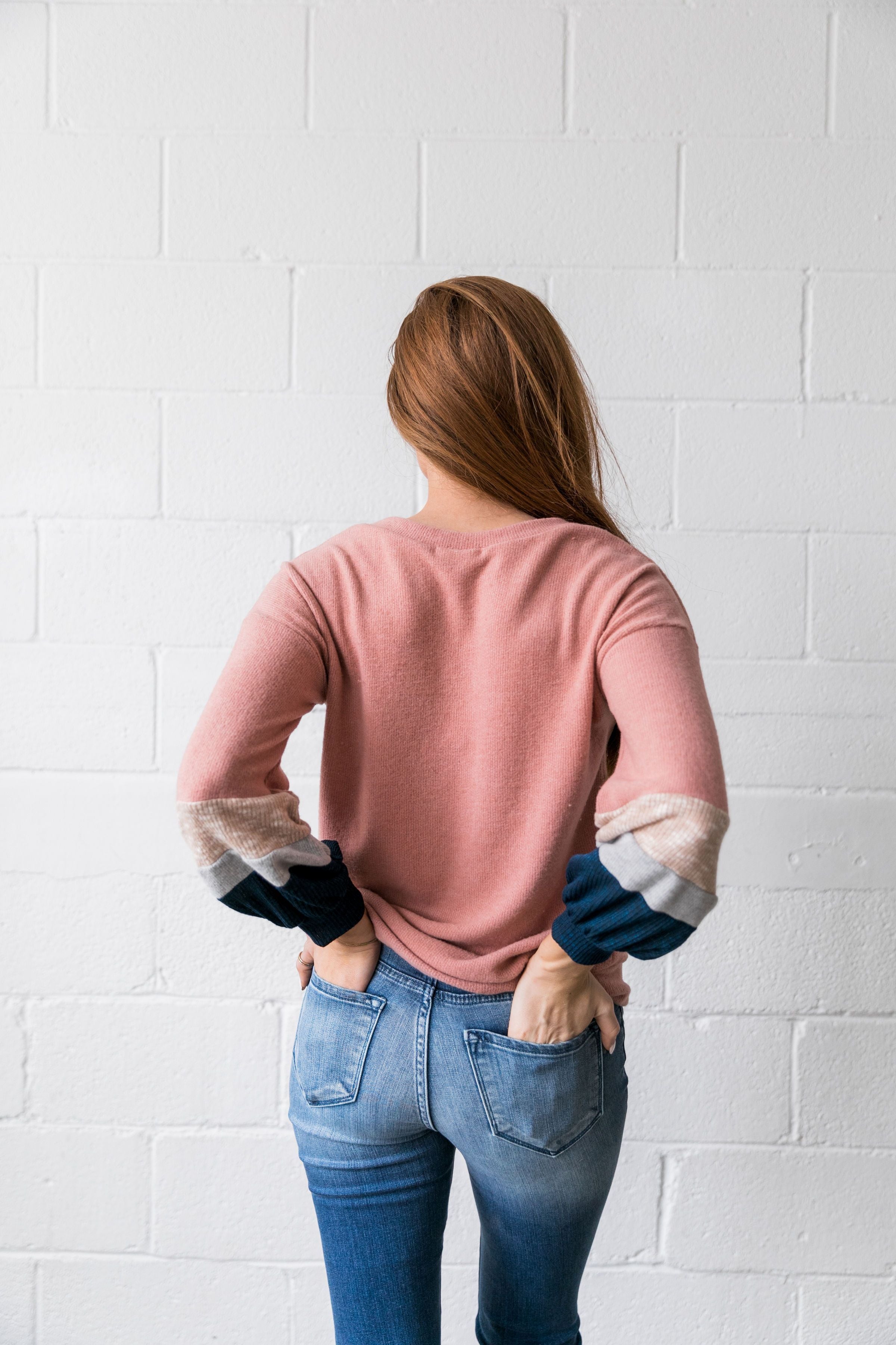 Bethany Ribbed V-Neck Sweatshirt