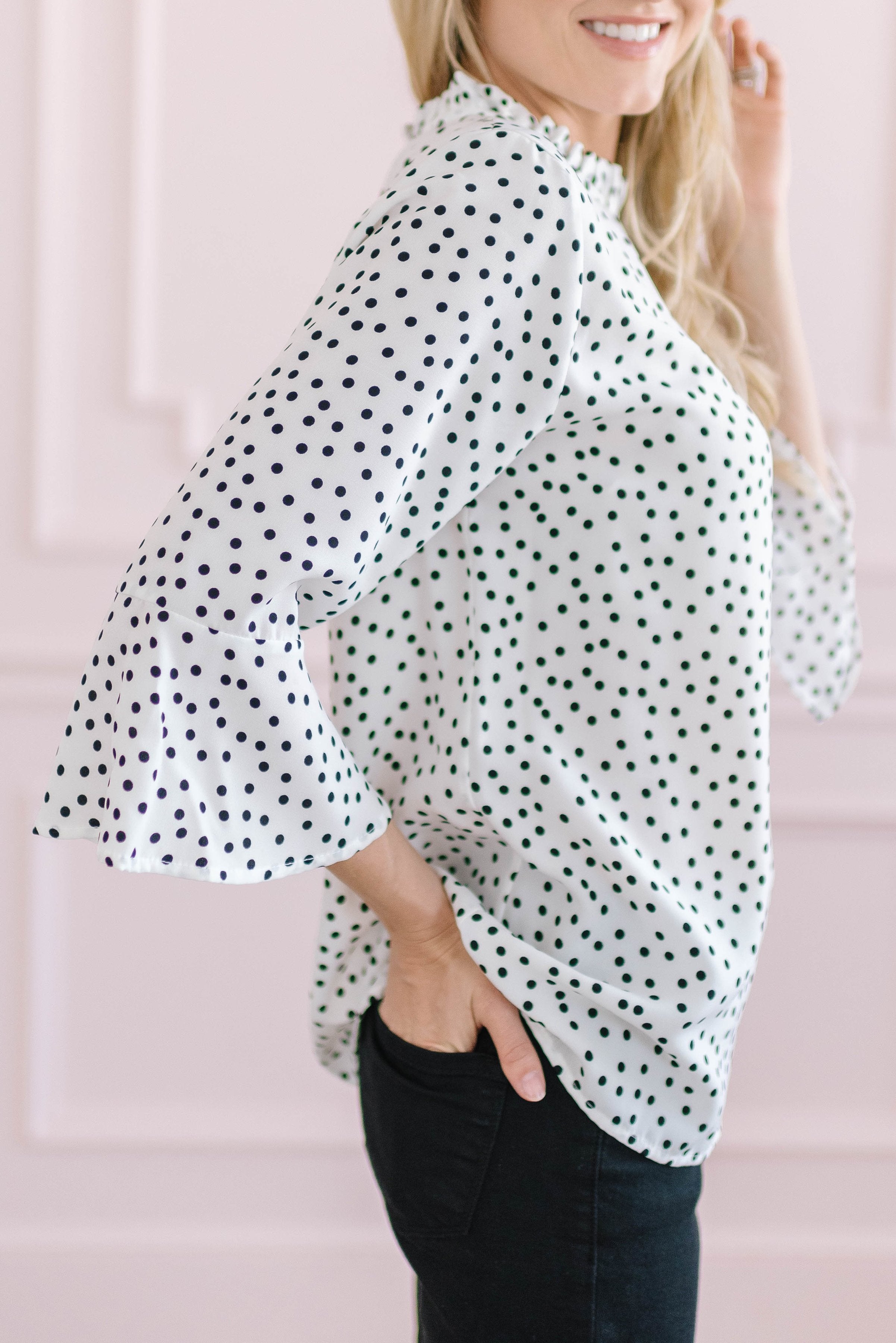 Black + White Dot Top