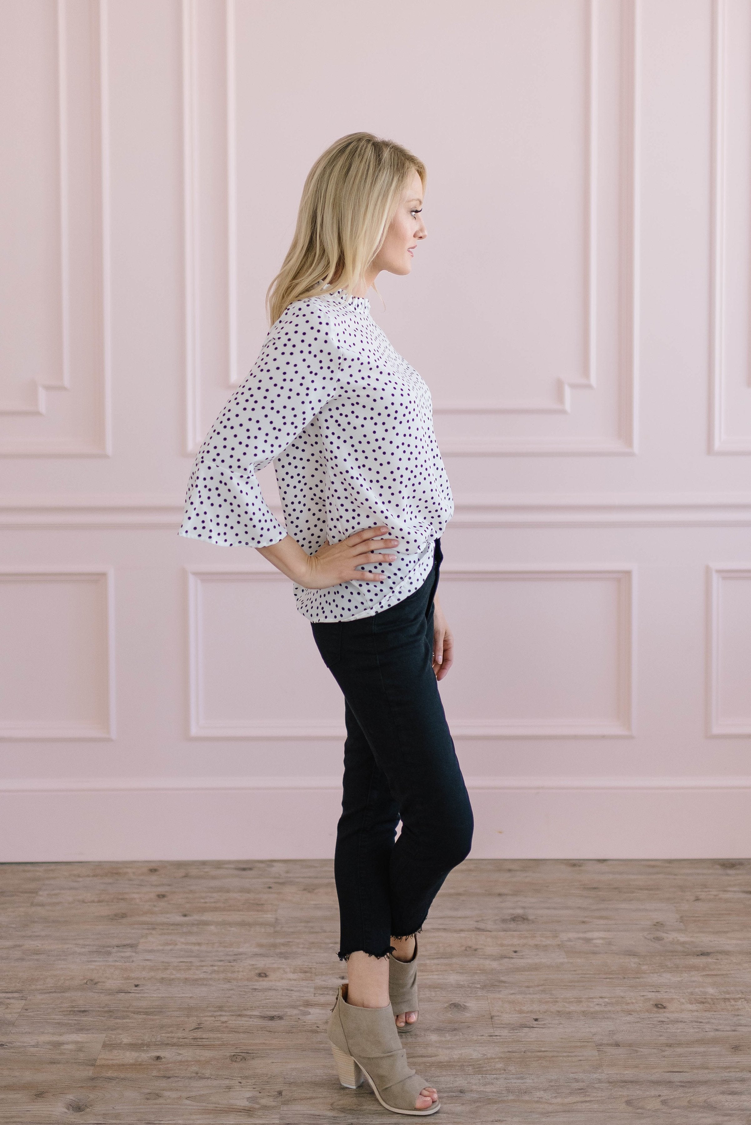 Black + White Dot Top