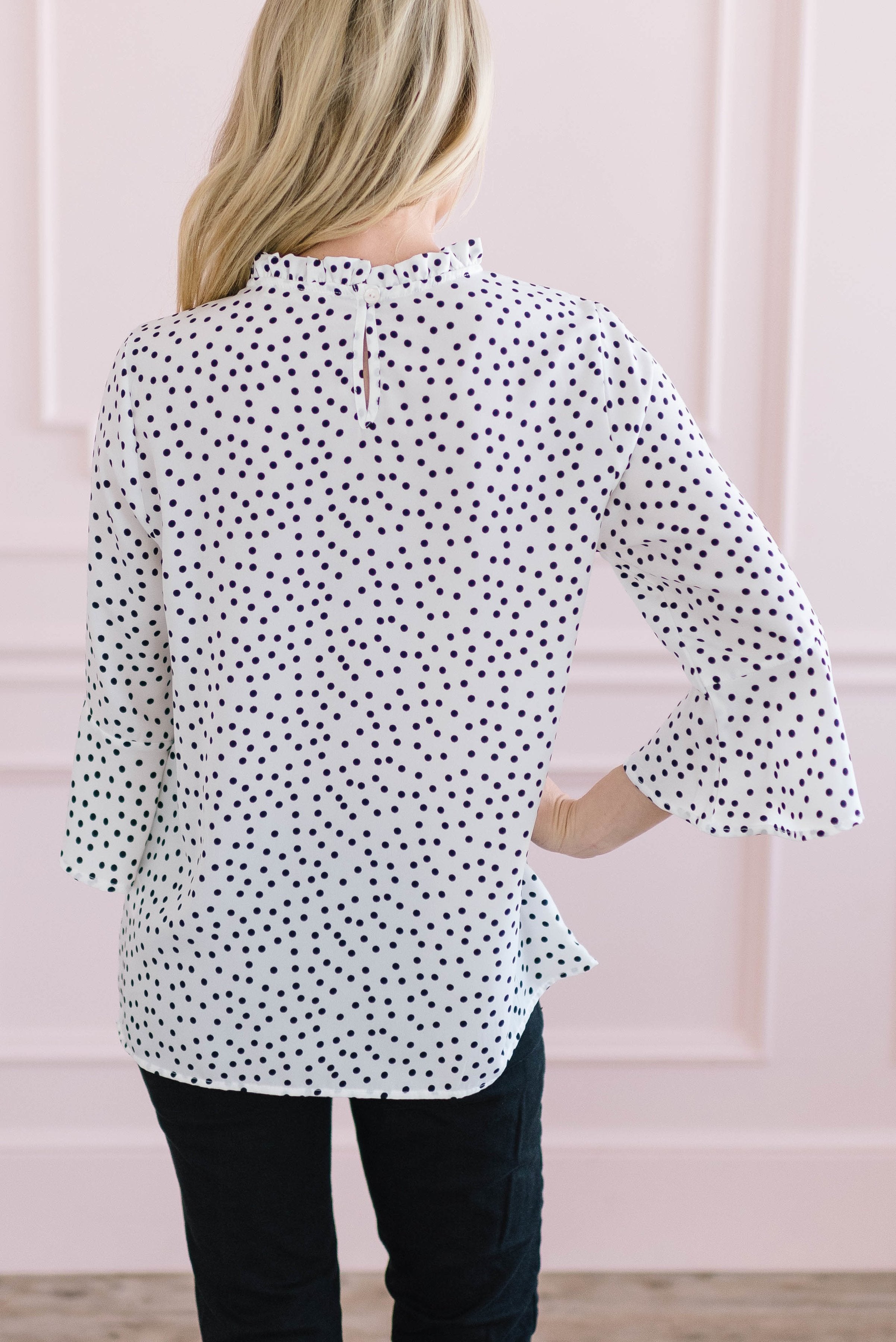Black + White Dot Top