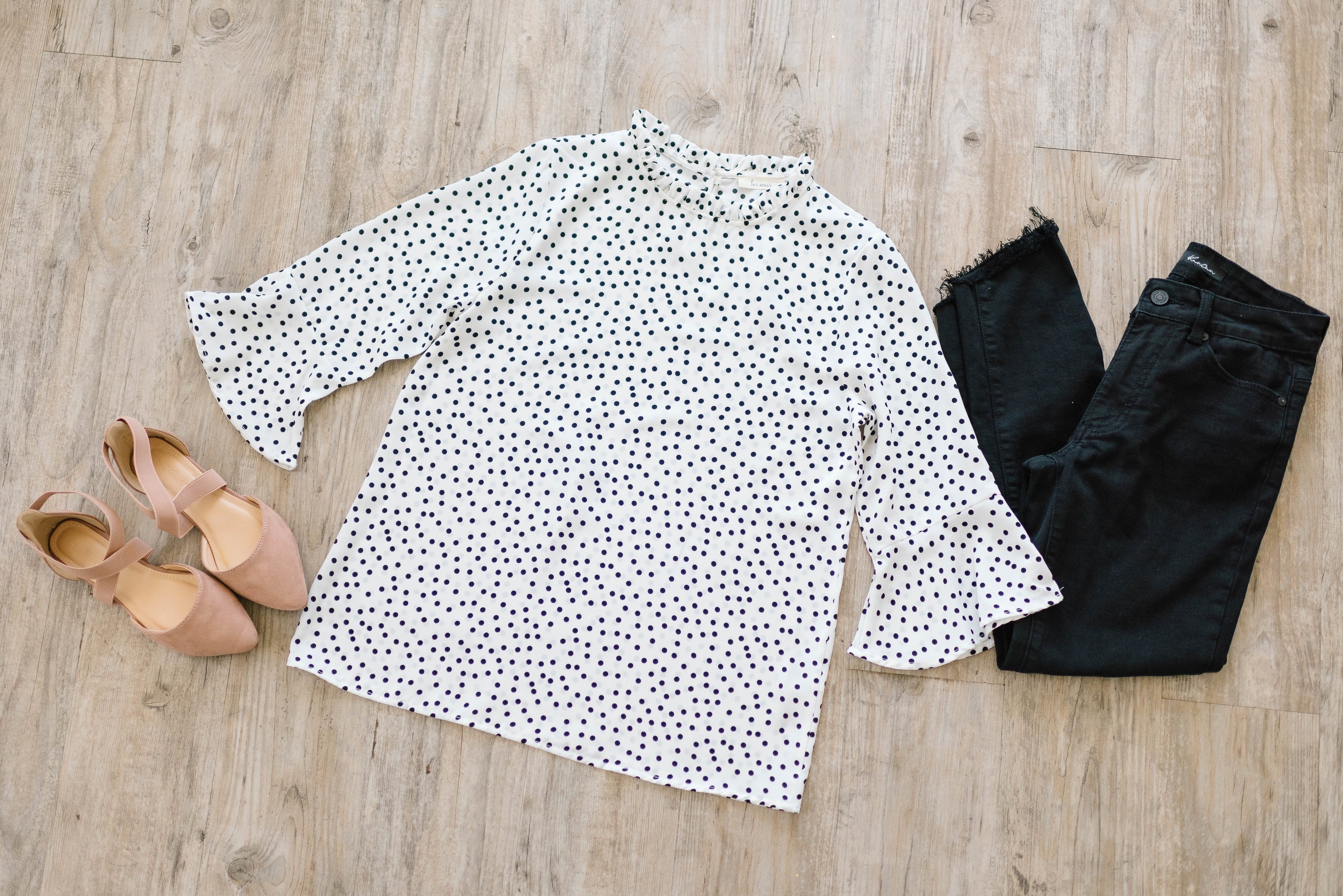 Black + White Dot Top