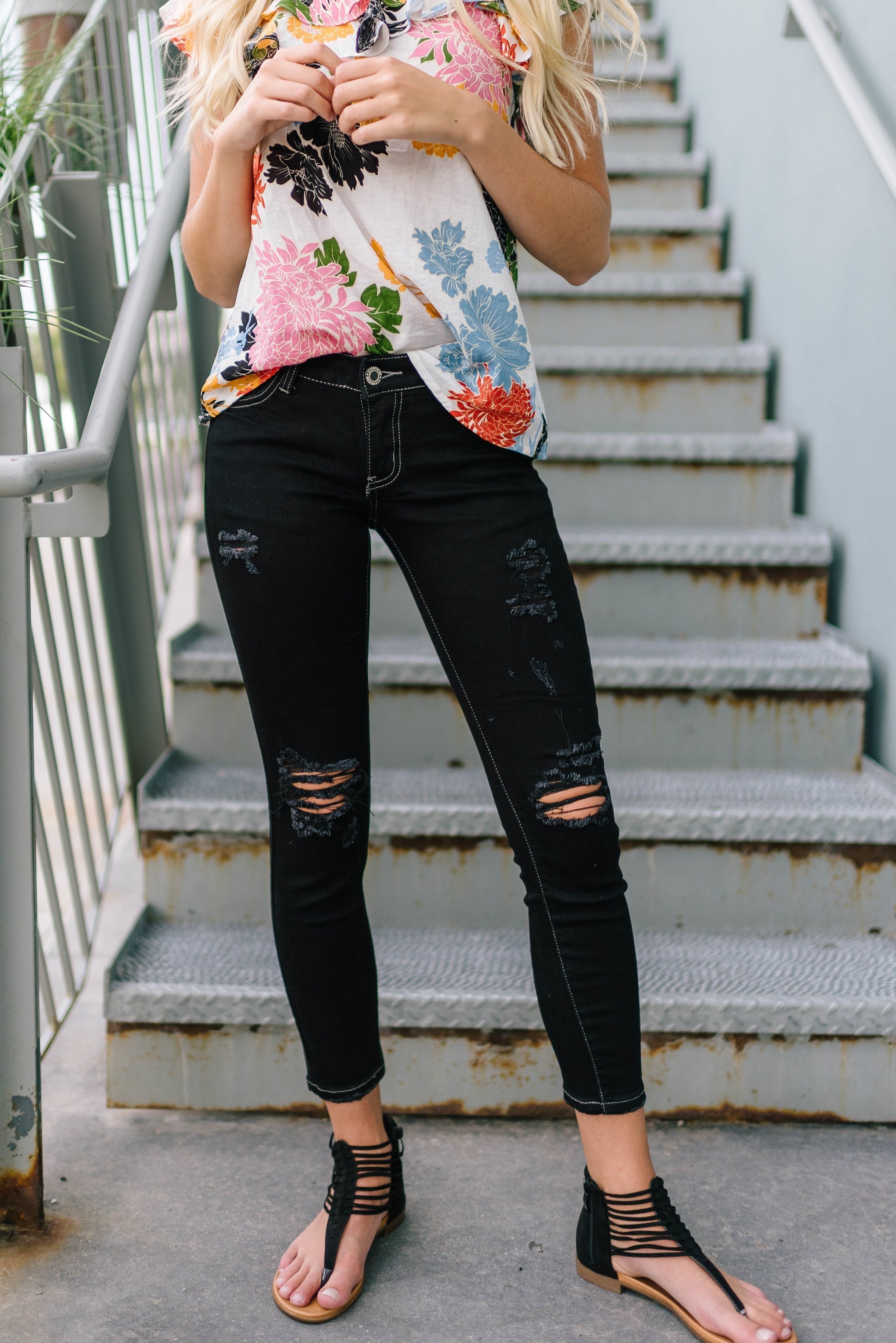 Black Distressed Skinnies