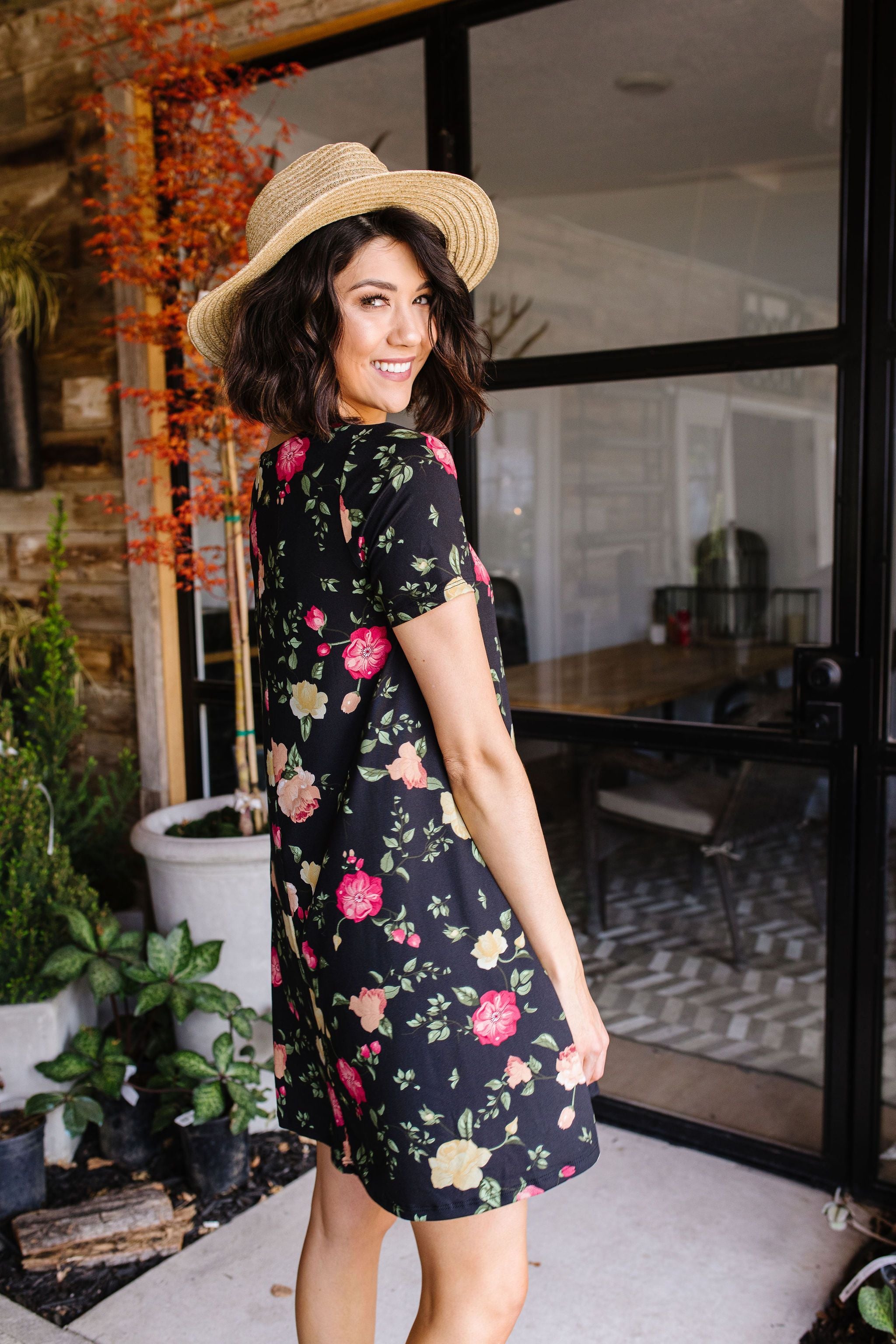 Black Garden T-Shirt Dress