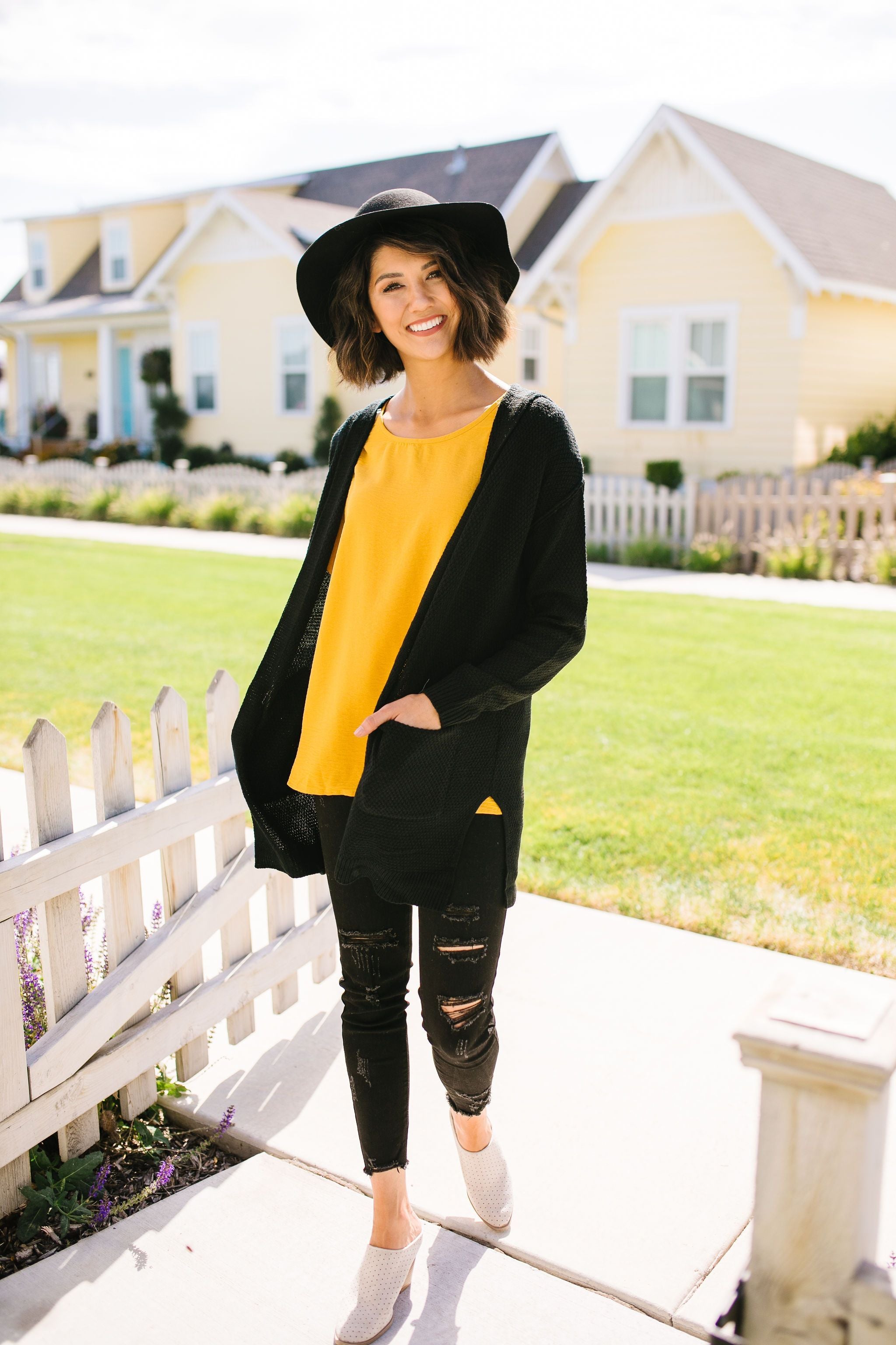 Black Hooded Cardigan