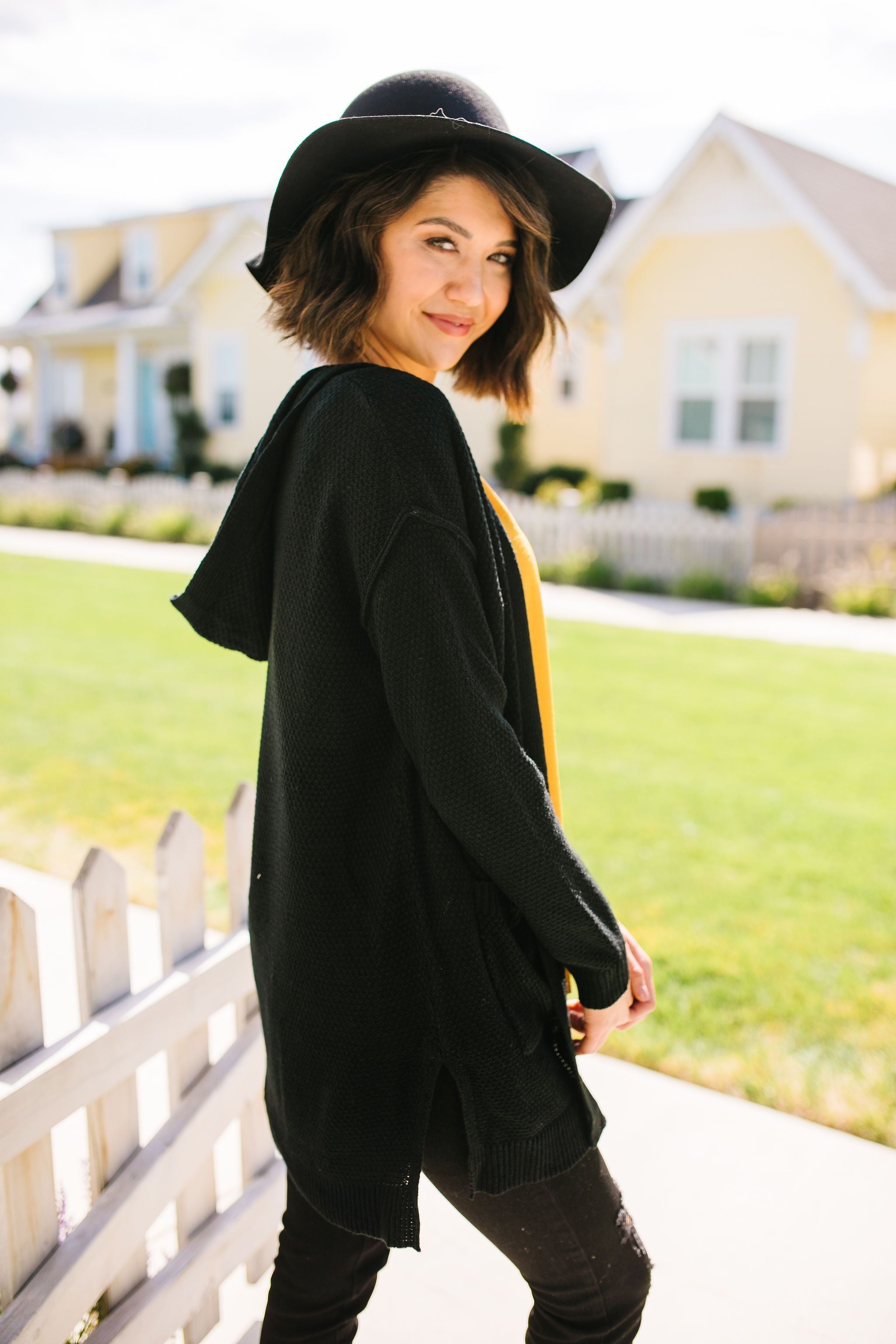 Black Hooded Cardigan