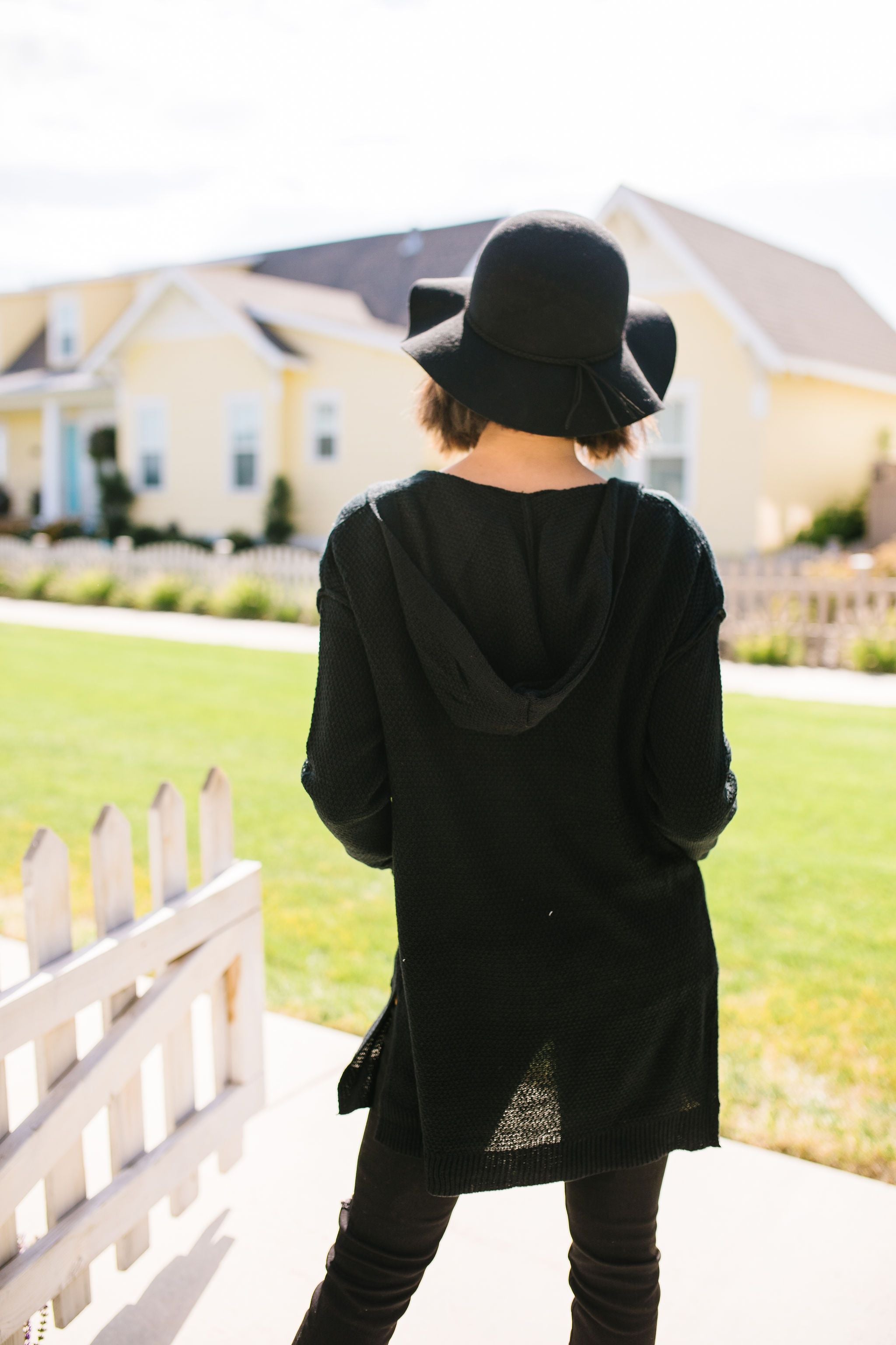 Black Hooded Cardigan