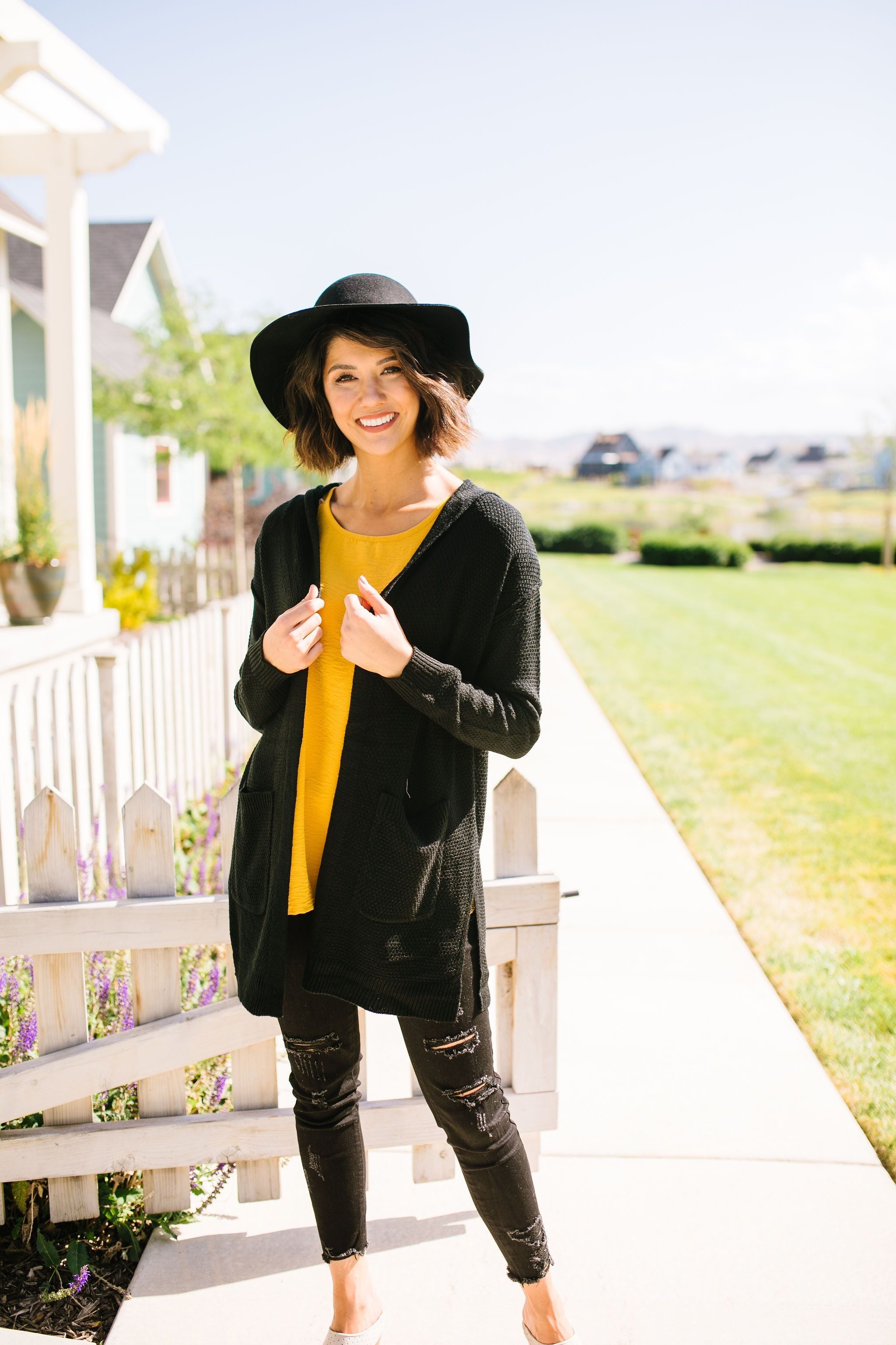 Black Hooded Cardigan