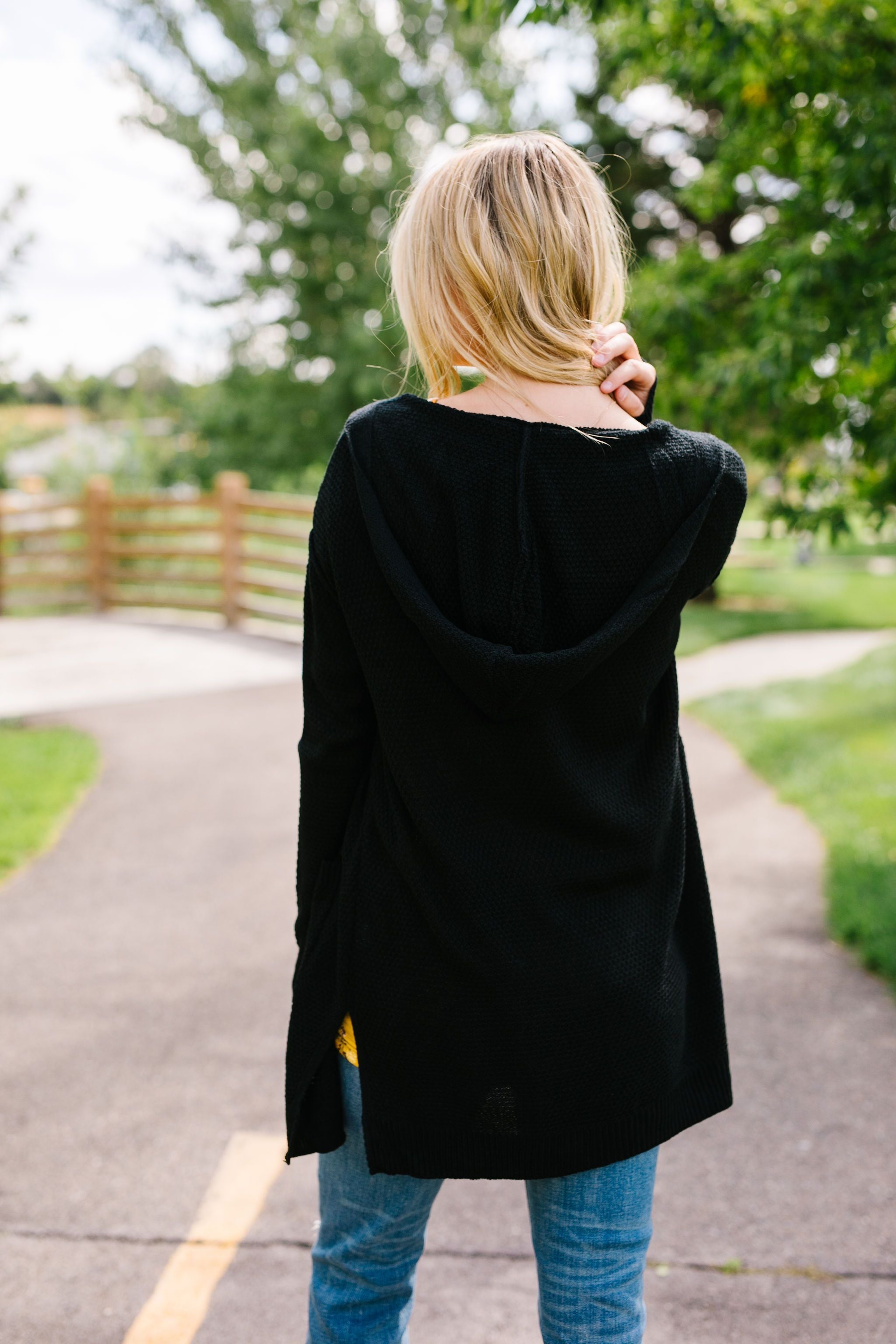 Black Hooded Cardigan